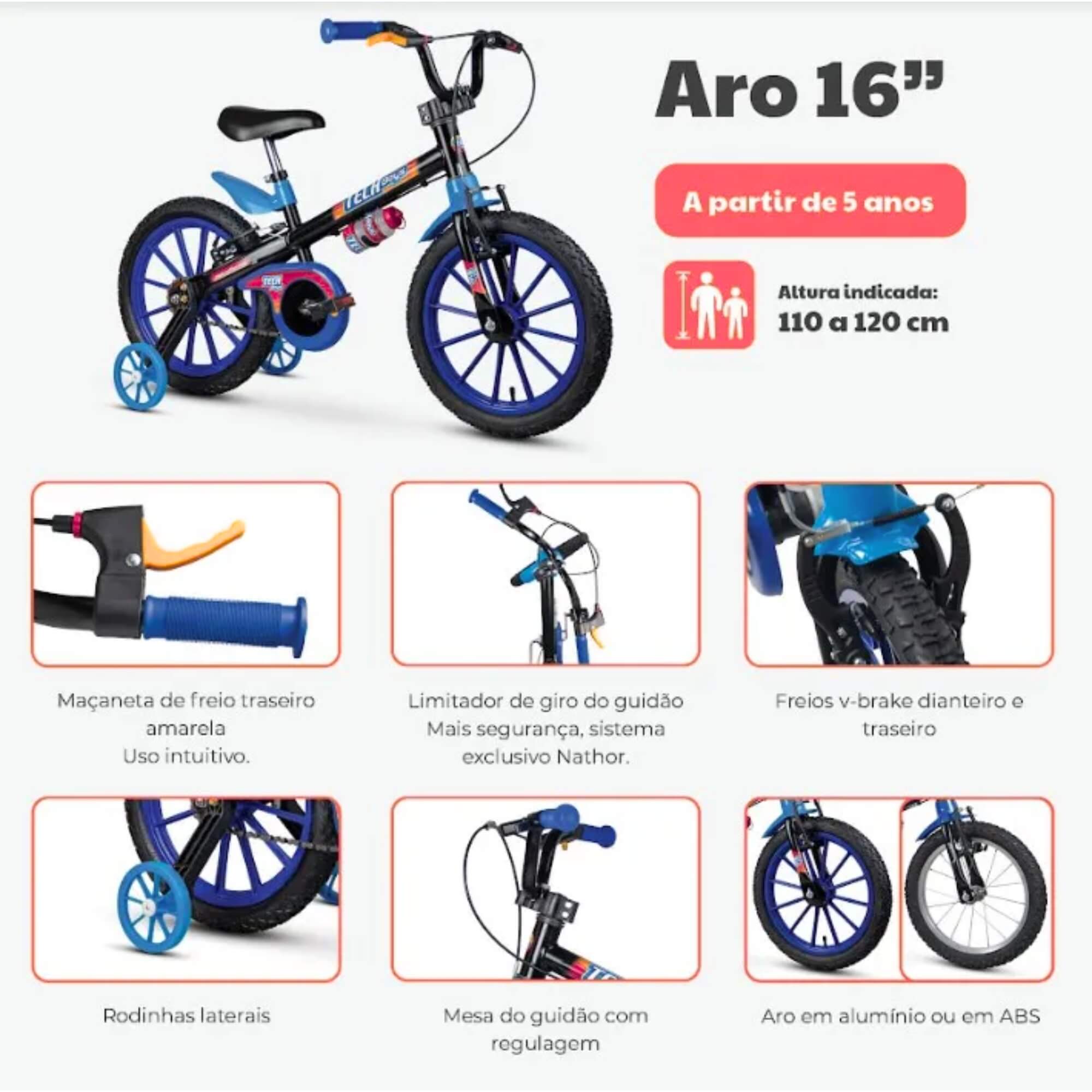 Bicicleta Infantil Aro 16" Capitão América Marvel Rodinhas Nathor - 101250160012
