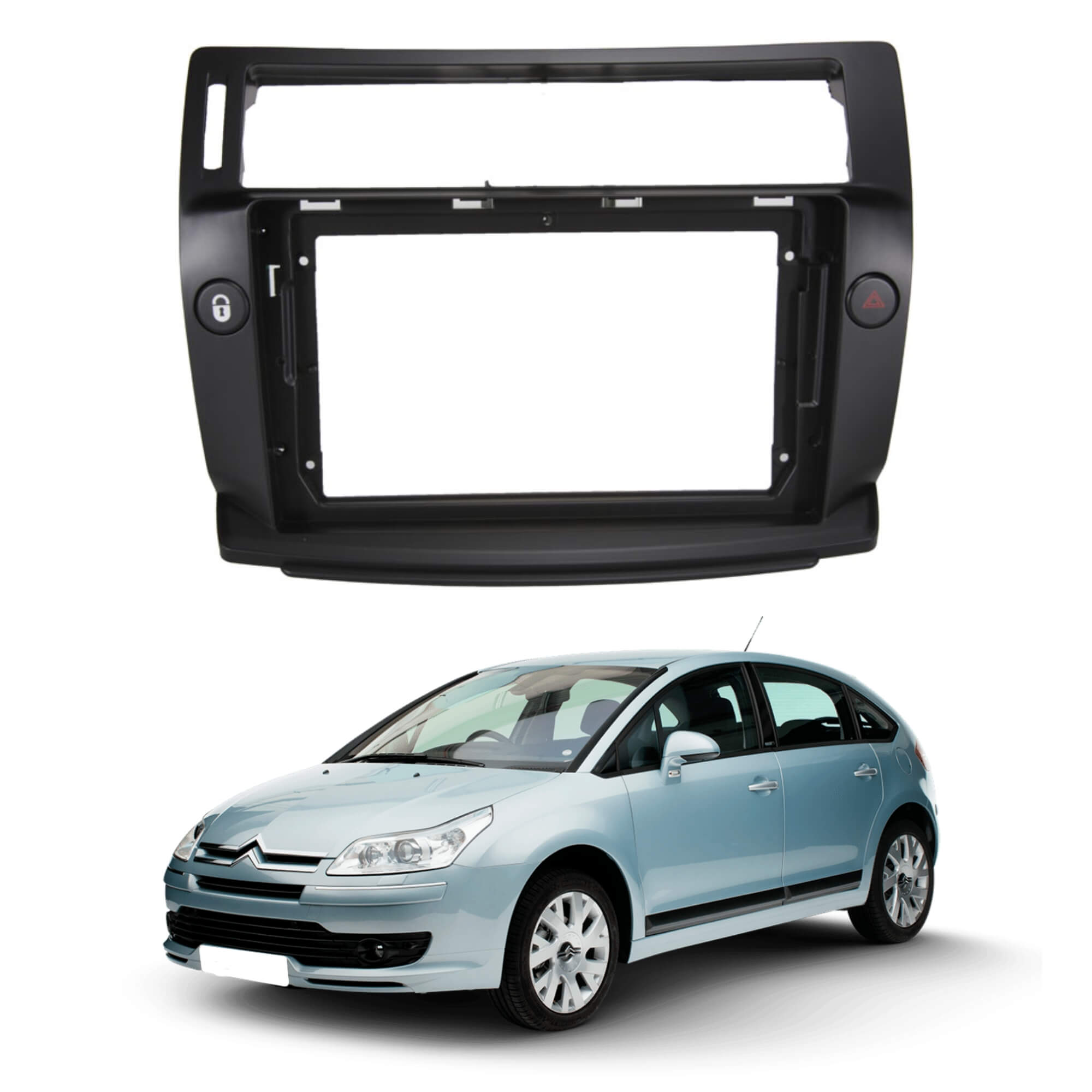 Moldura Citroen C4 Pallas 04/09 9" Pol cor Preta Padrão Chinês Expex - EPX9CI003