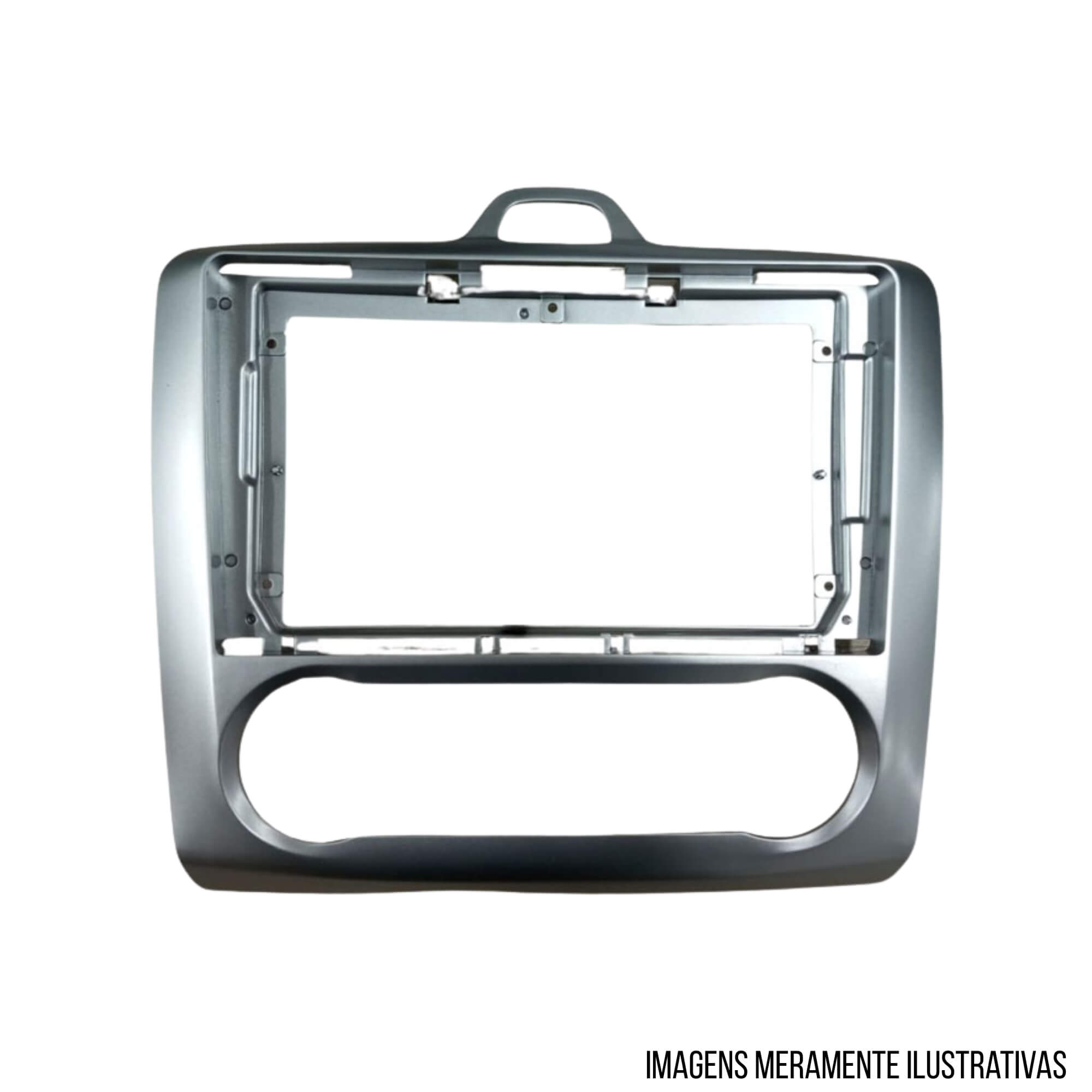 Moldura 9" Cor Prata Ar Digital Painel Automotivo Ford Focus 2009 a 2012 Expex - EPX9FD013