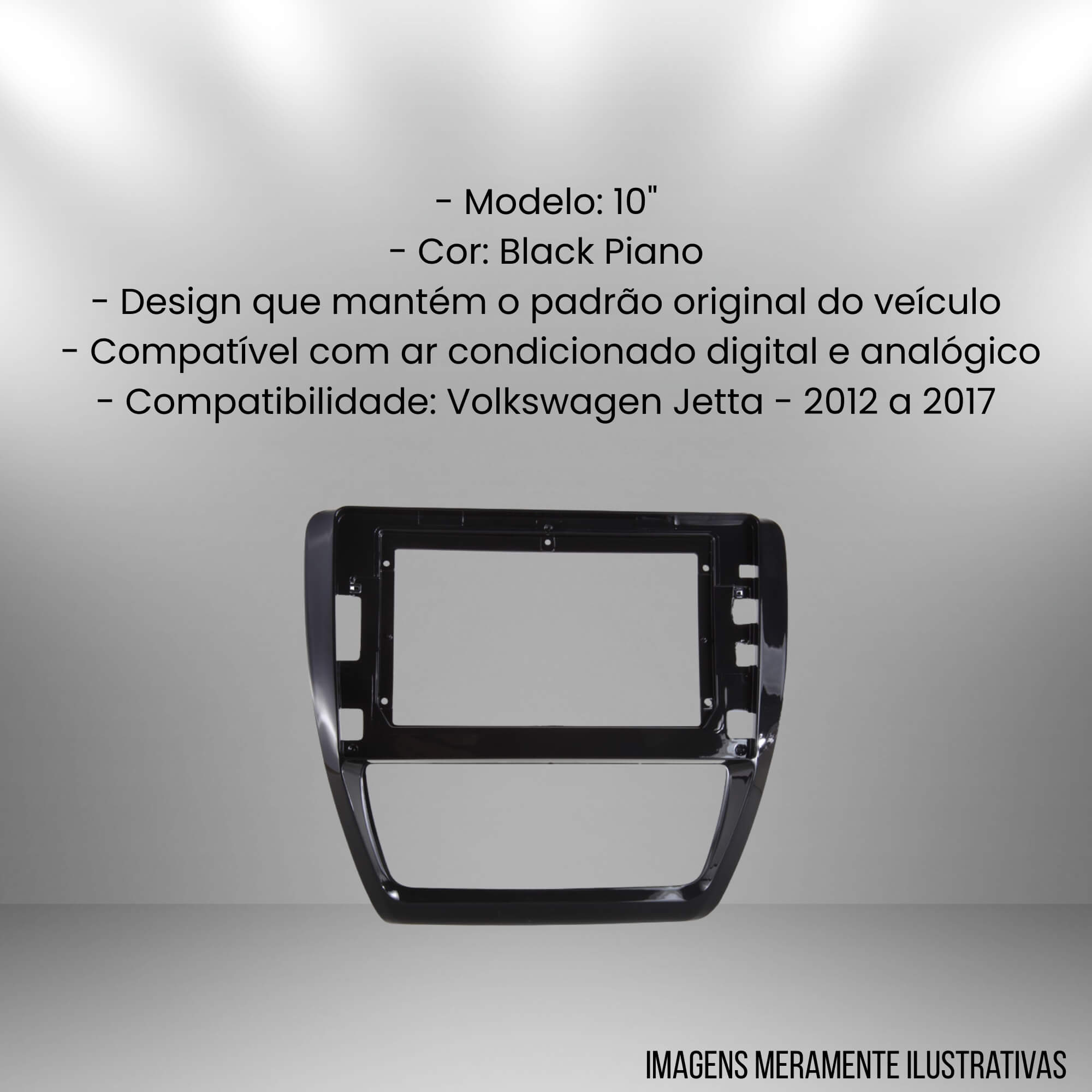 Moldura 10" Black Piano Painel Automotivo VW Jetta 2012 a 2017 Expex - EPX10VW005