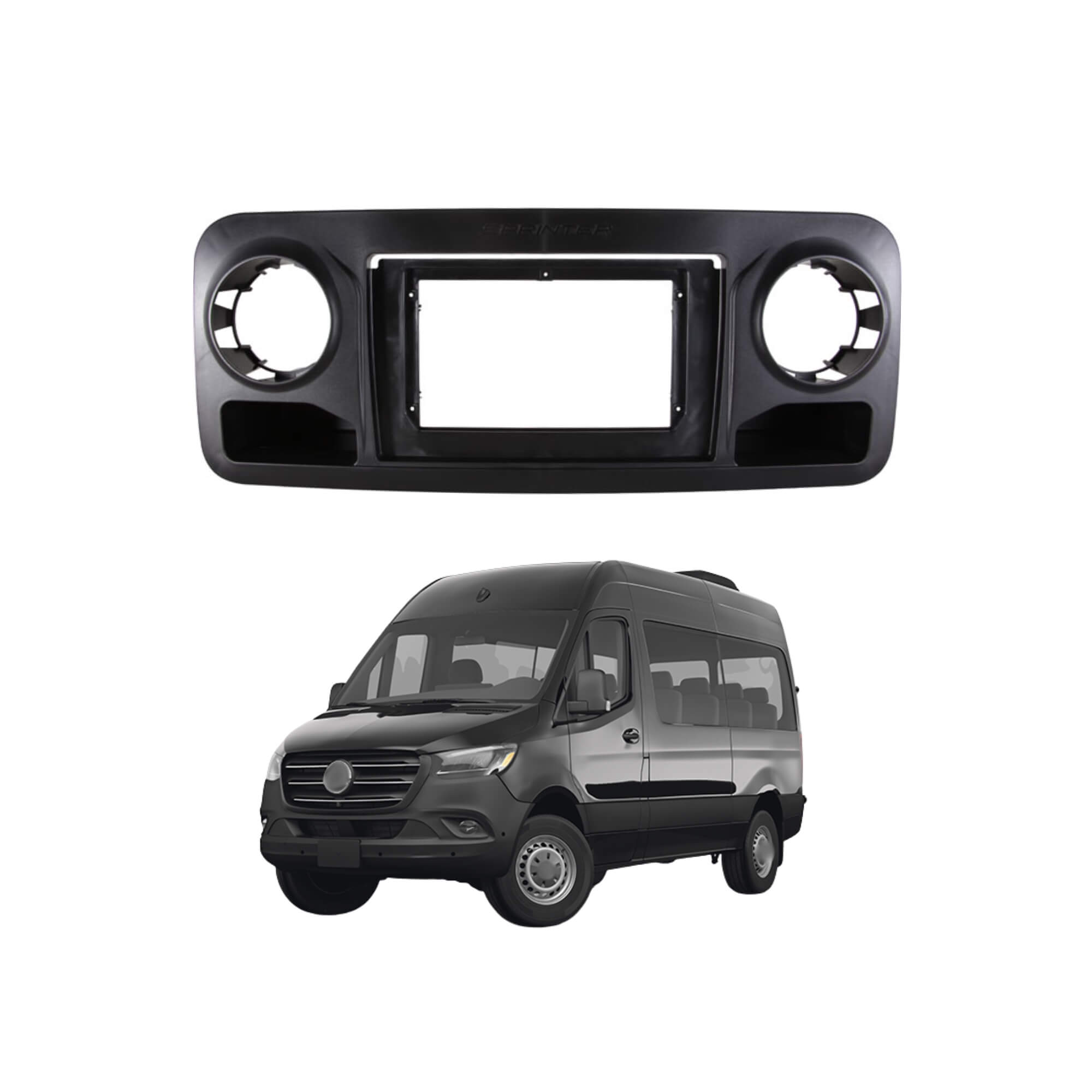 Moldura 10" Cor Preto Painel Automotivo Mercedez Sprinter 2018/2023 Expex - EPX10MB001
