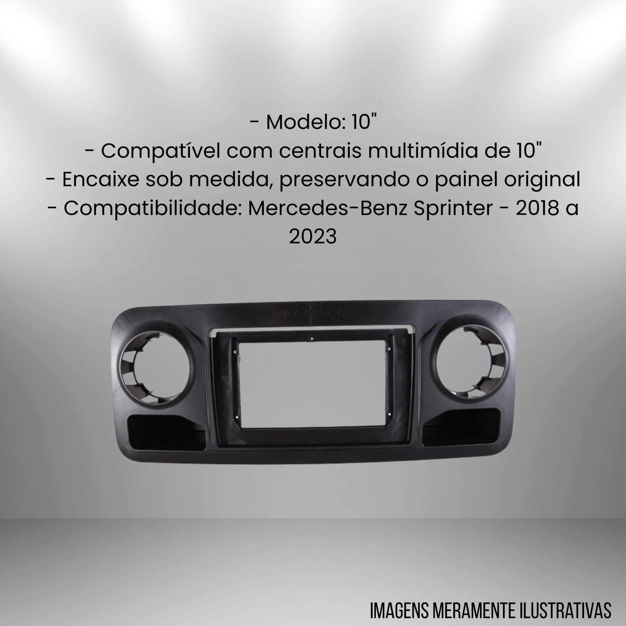 Moldura 10" Cor Preto Painel Automotivo Mercedez Sprinter 2018/2023 Expex - EPX10MB001