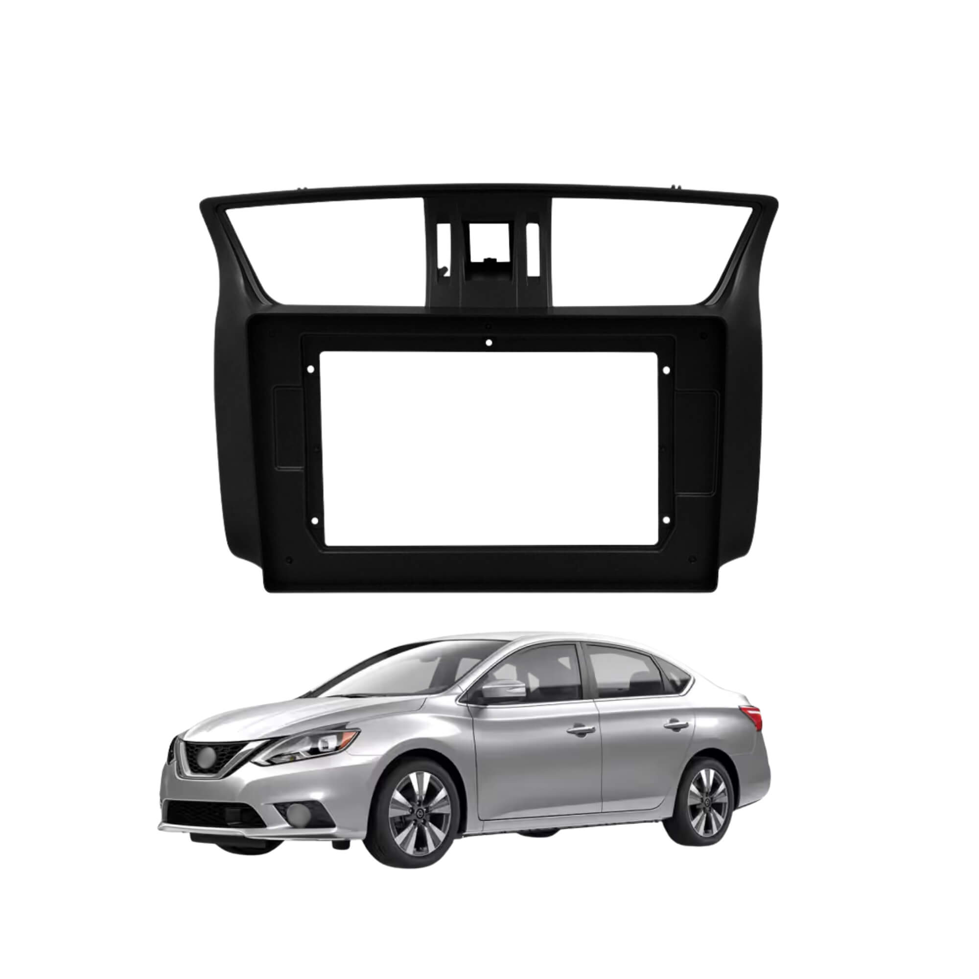 Moldura 10" Cor Preto Painel Automotivo Nissan Sentra 2013 a 2019 Padrão Chinês Expex - EPX10NS006
