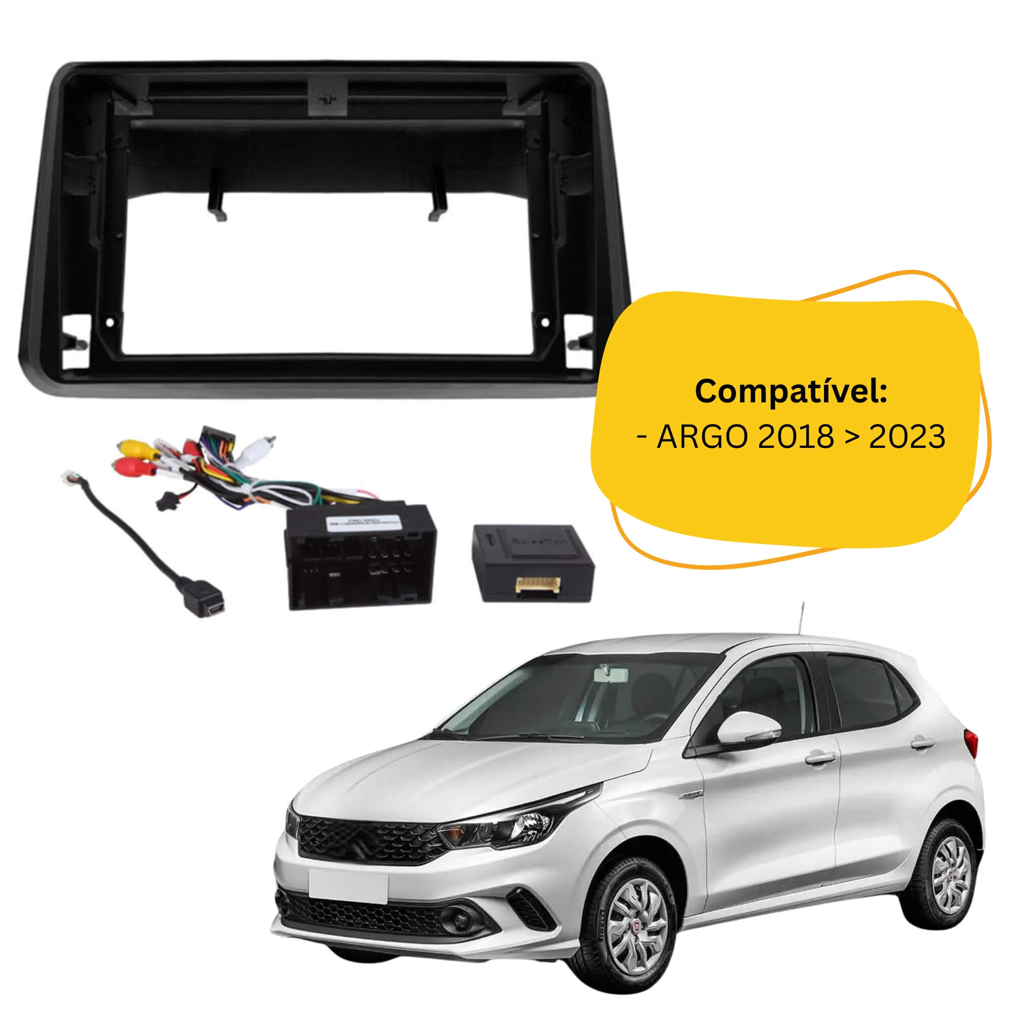 Combo de Instalação p/ Multimídia Fiat Argo 18/23 9" Pol Expex - EKT9FT006-CB