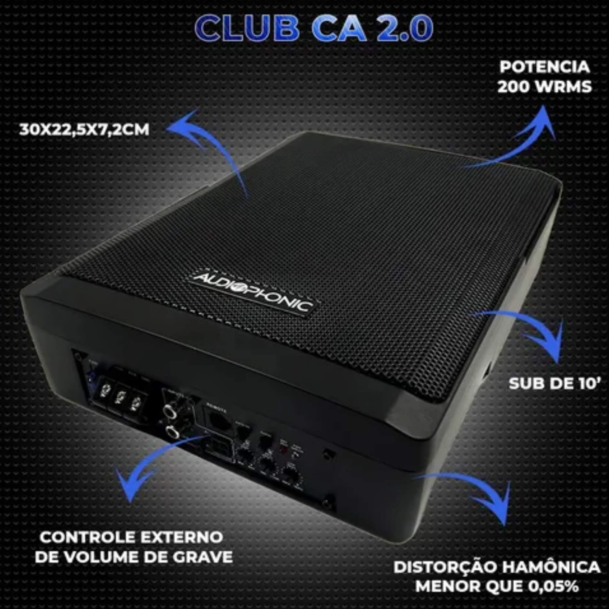 Caixa Amplificada Slim Club 2.0 Subwoofer 200W RMS Audiophonic - 012753
