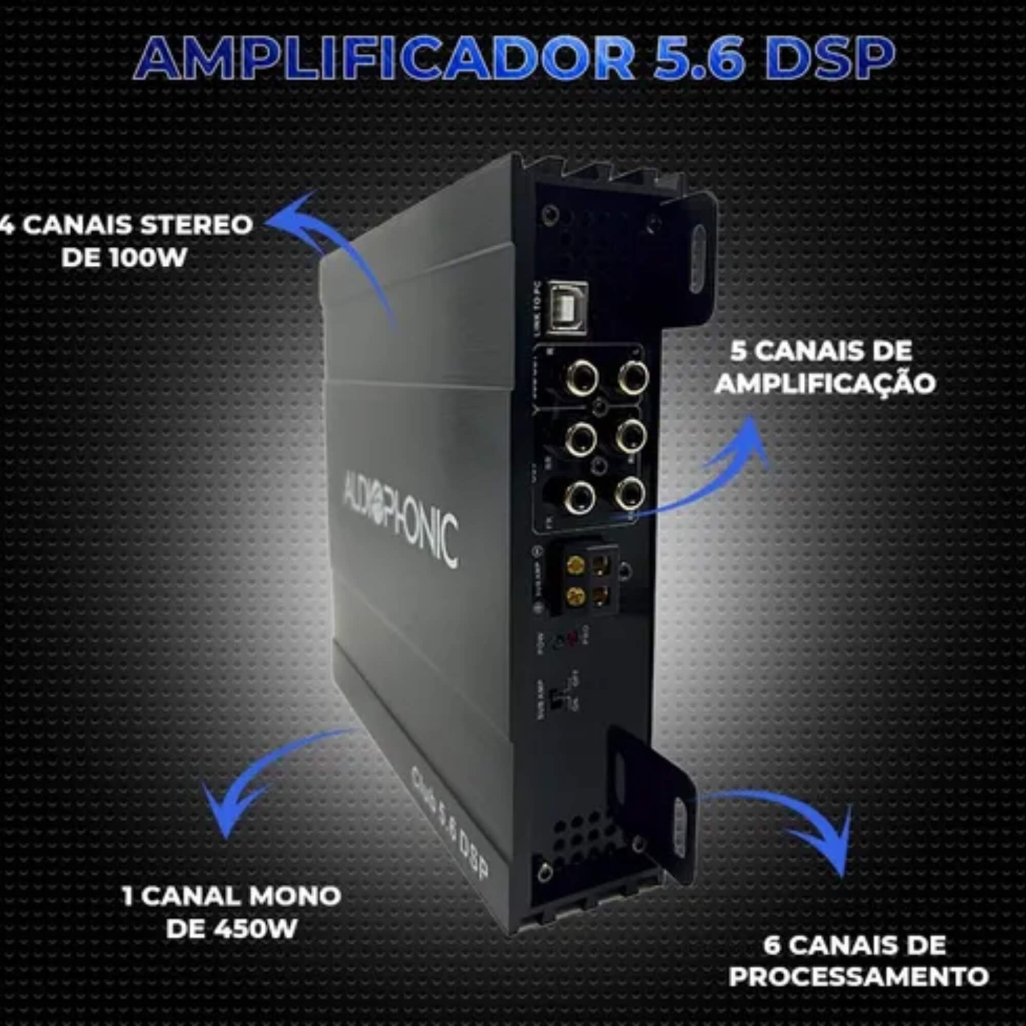 Amplificador Club 5.6 DSP 5 Canais com Processador de 6 Canais Audiophonic - 01957