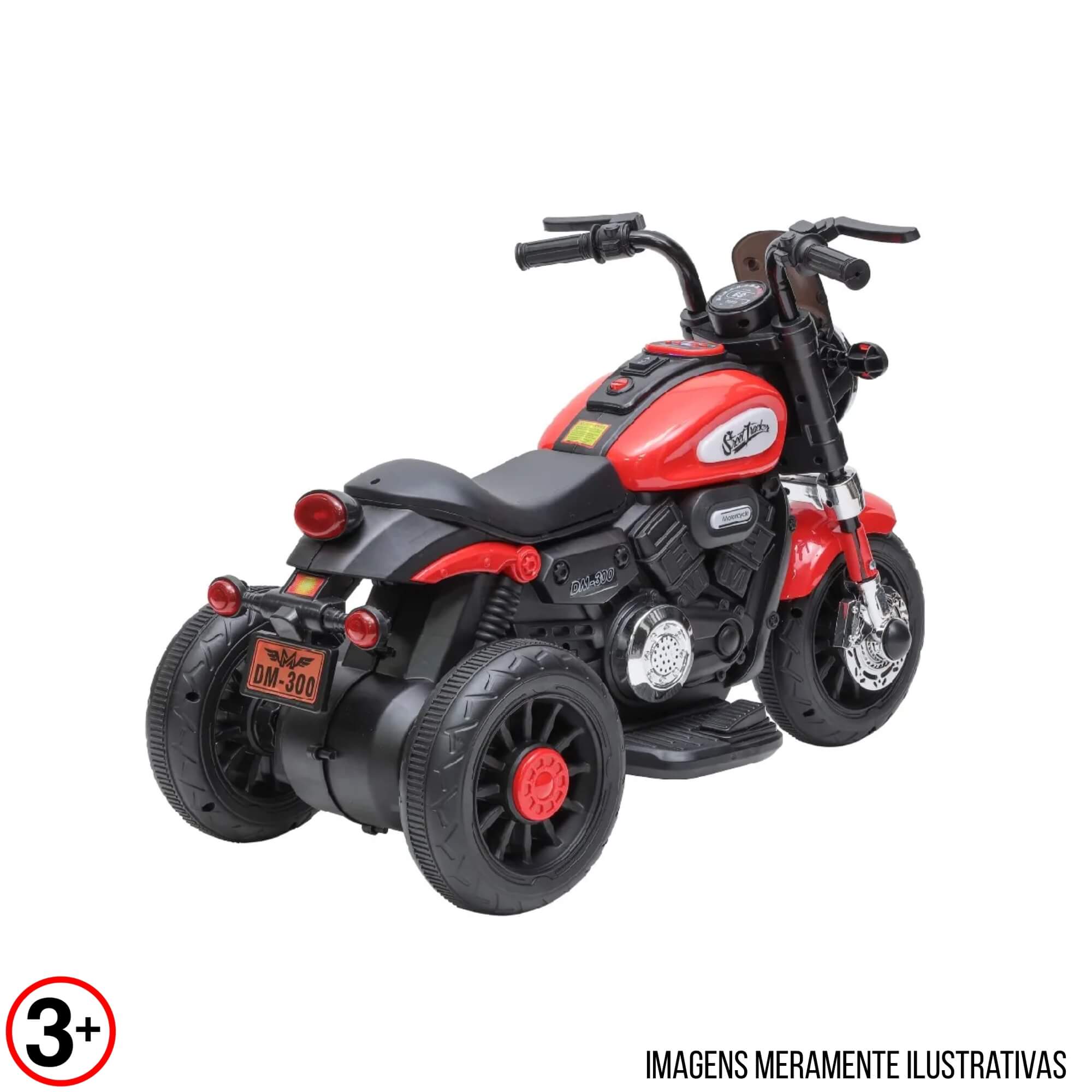 Mini Harley Moto Elétrica Vermelha 6V até 30 Kg Motocicleta Infantil de Passeio Zippy Toys - 10544