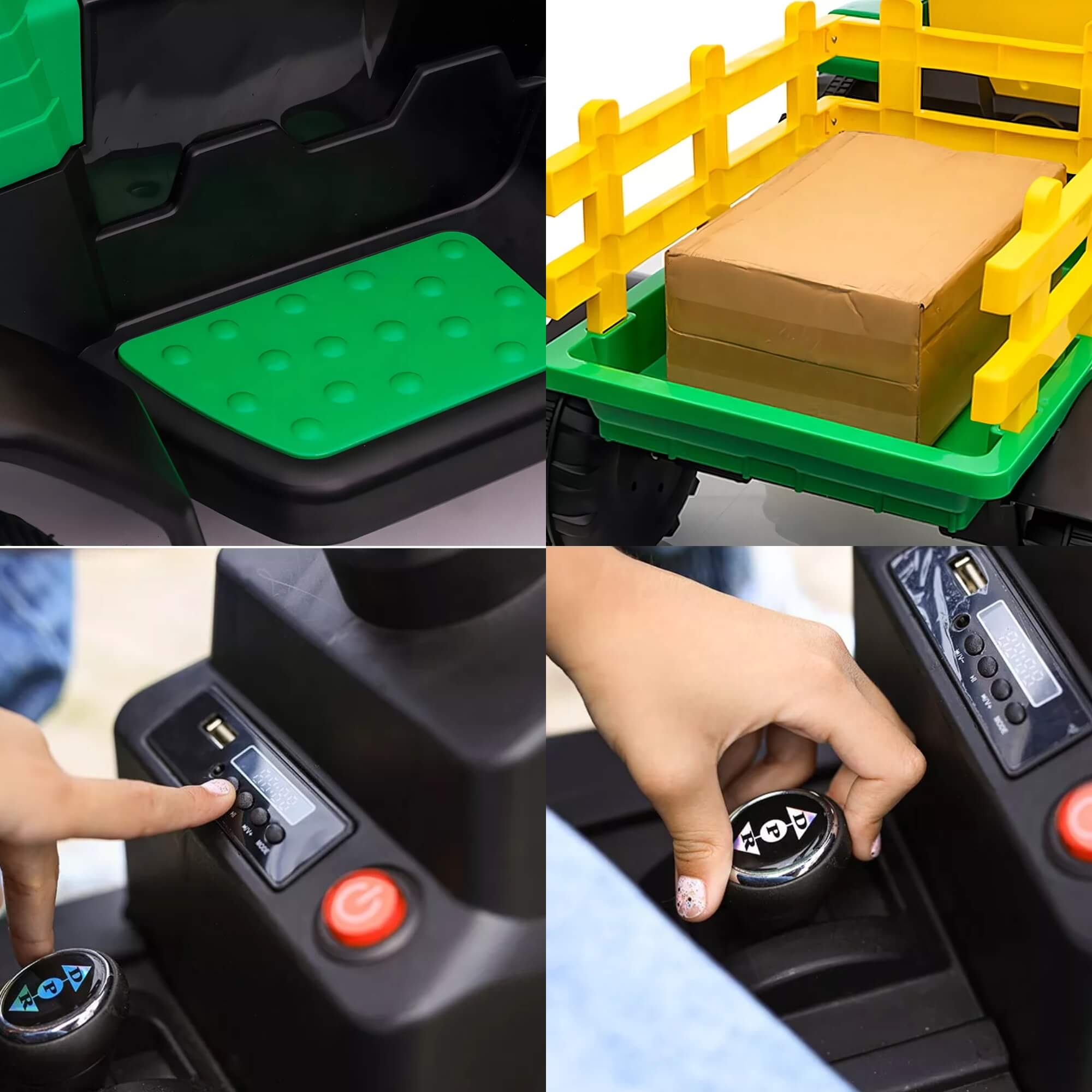 Trator Elétrico Infantil Verde e Amarelo 12V c/ Controle Remoto Zippy Toys - 9989