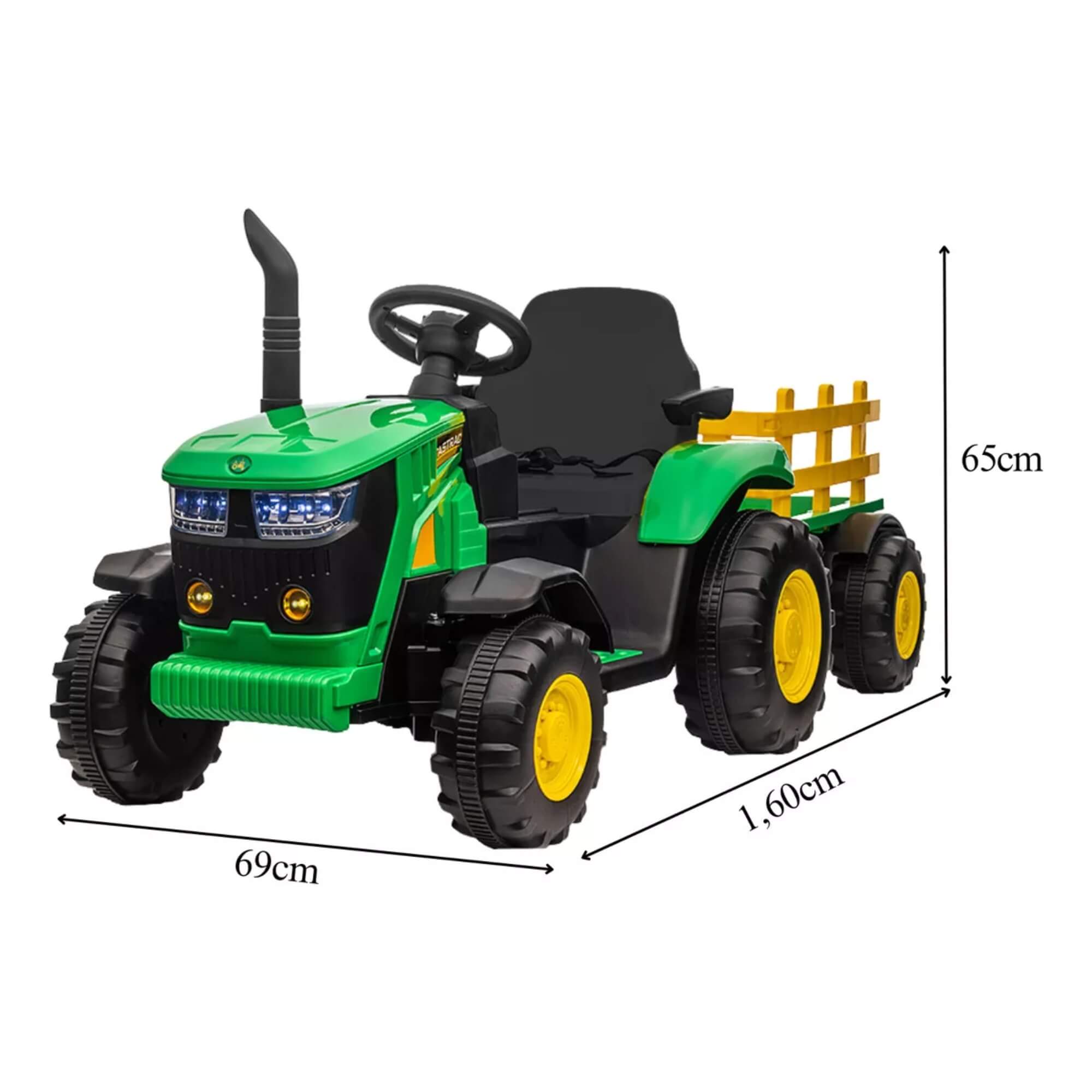 Trator Elétrico Infantil Verde e Amarelo 12V c/ Controle Remoto Zippy Toys - 9989