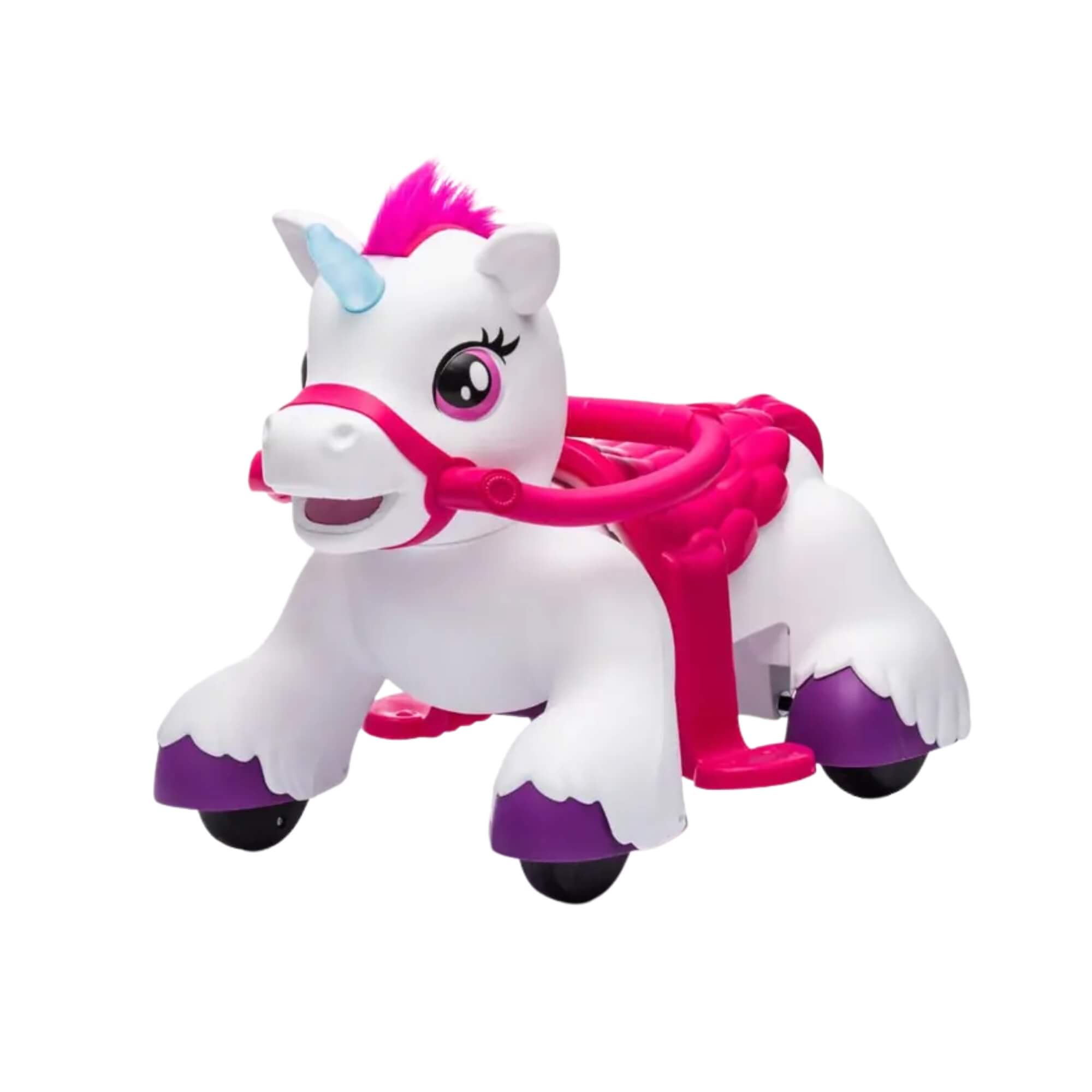 Carrinho de Passeio Elétrico Unicórnio com Rodinhas e Cela Rosa Zippy Toys - 10560