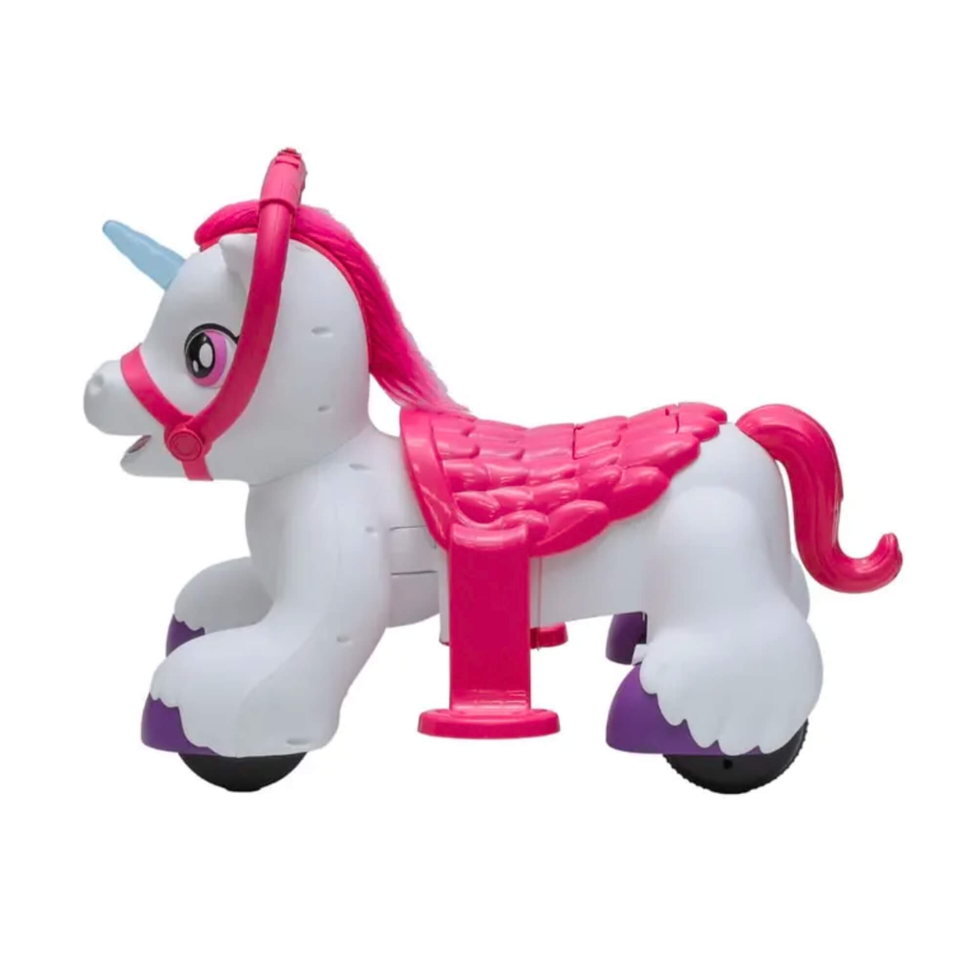 Carrinho de Passeio Elétrico Unicórnio com Rodinhas e Cela Rosa Zippy Toys - 10560