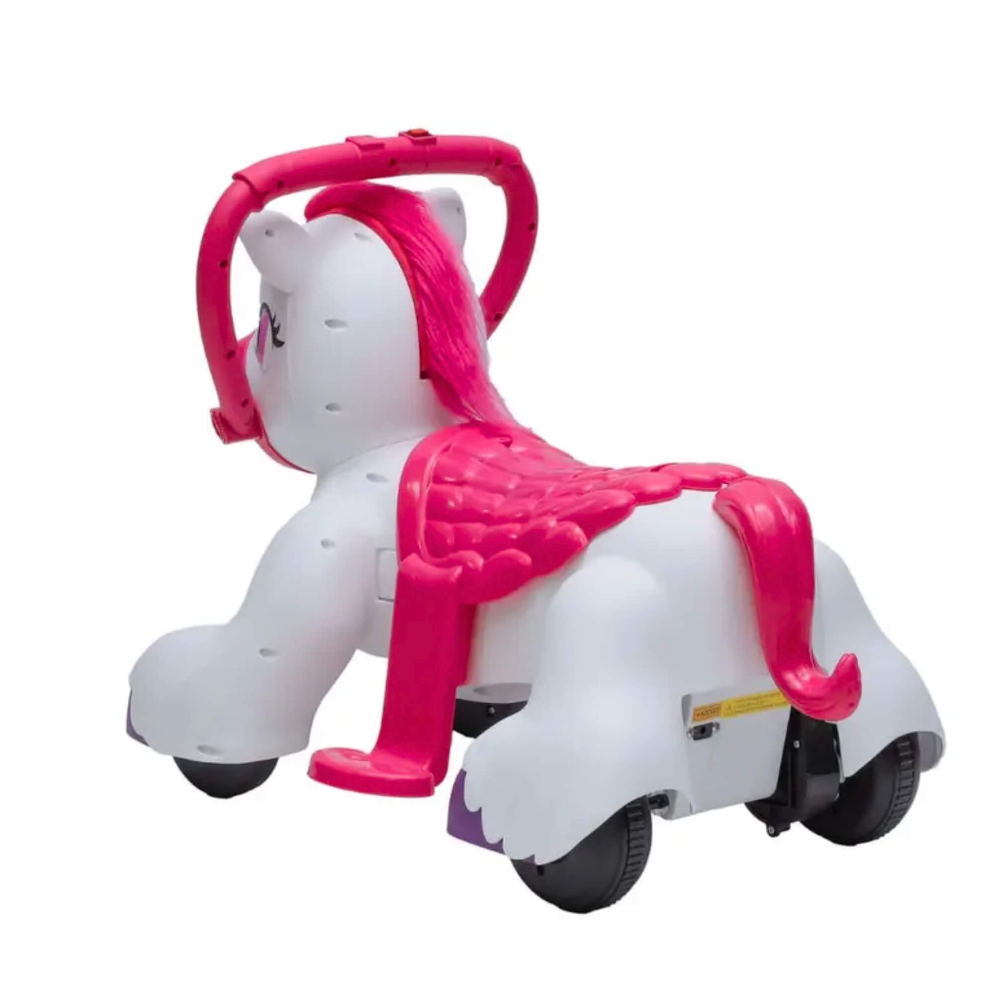 Carrinho de Passeio Elétrico Unicórnio com Rodinhas e Cela Rosa Zippy Toys - 10560