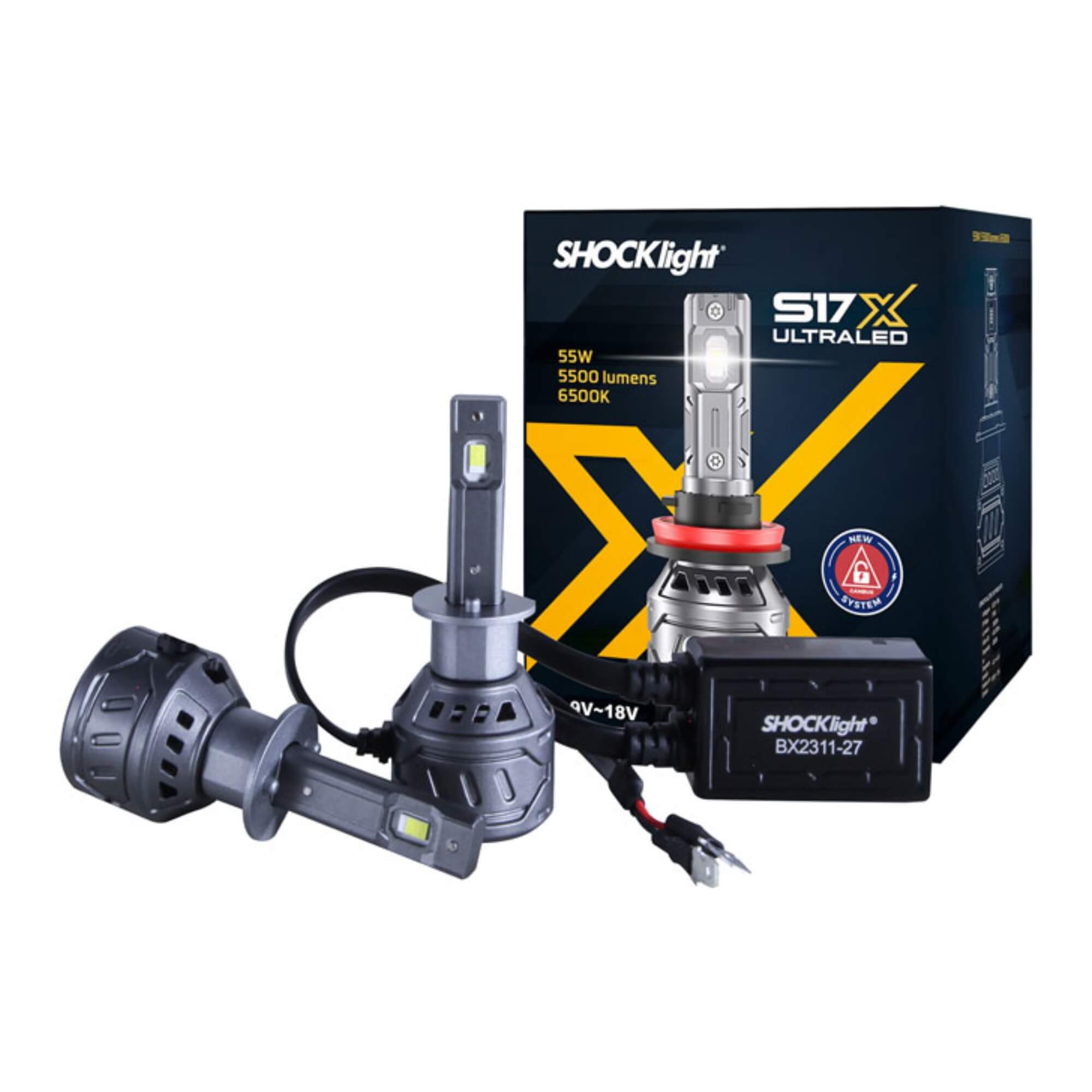 Par de Lâmpadas Ultraled S17X H1 6500K 5500 Lumens 9~18V Shocklight - SLL-170001X