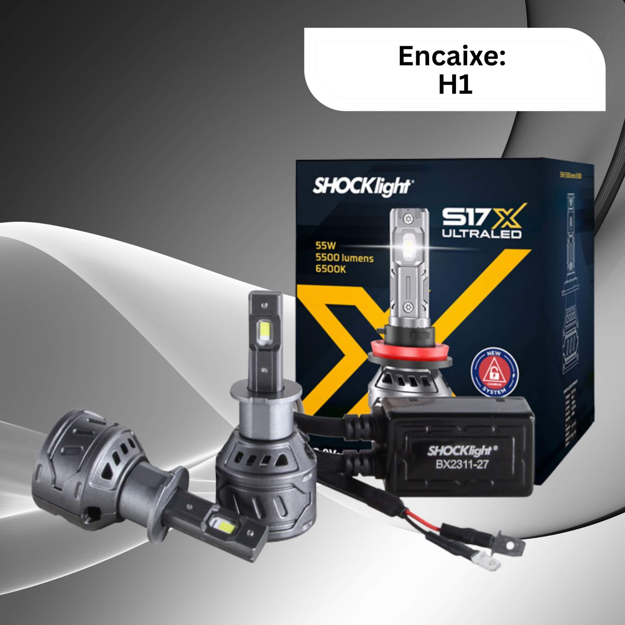 Par de Lâmpadas Ultraled S17X H1 6500K 5500 Lumens 9~18V Shocklight - SLL-170001X