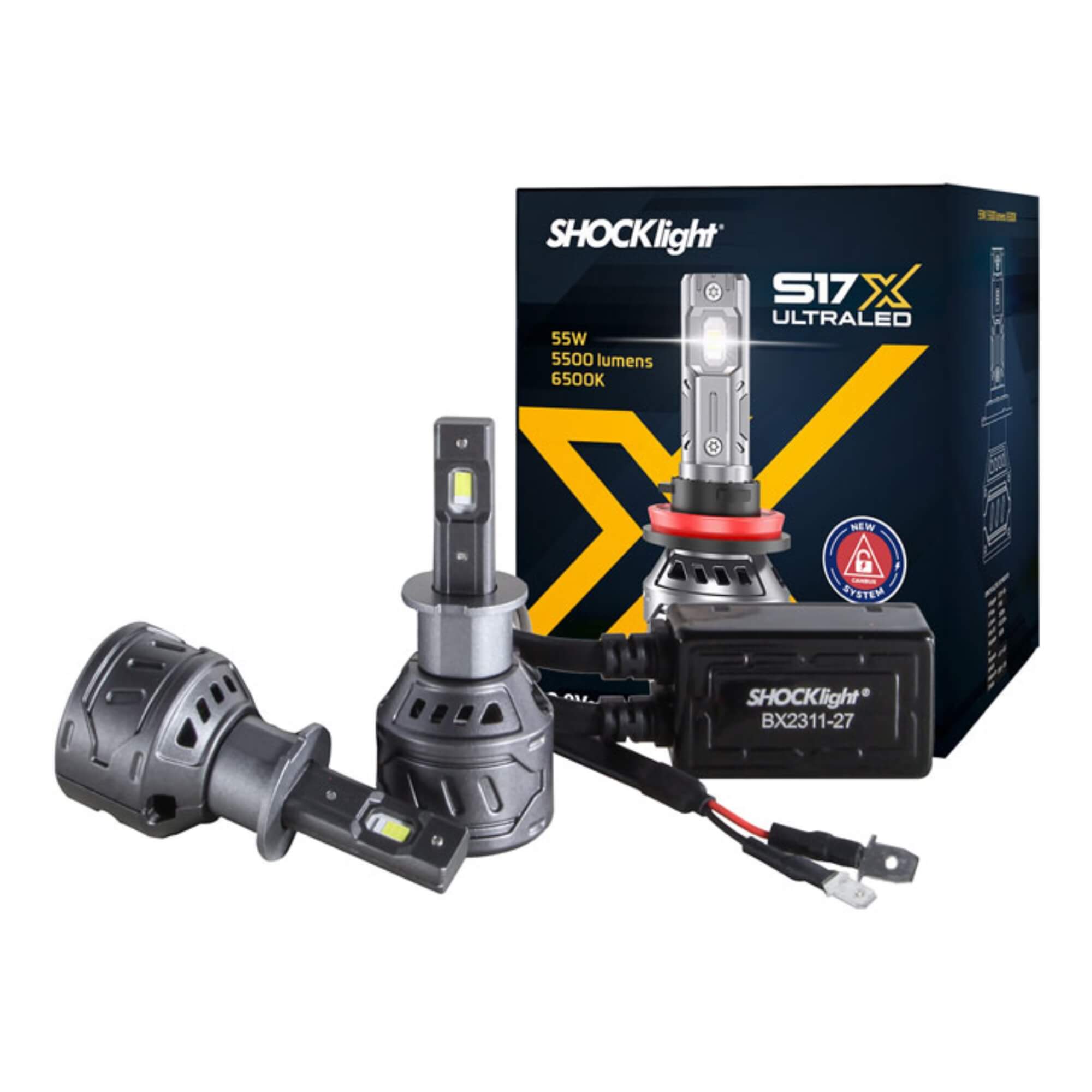 Par de Lâmpadas Ultraled S17X H3 6500K 5500 Lumens 9~18V Shocklight - SLL-170003X