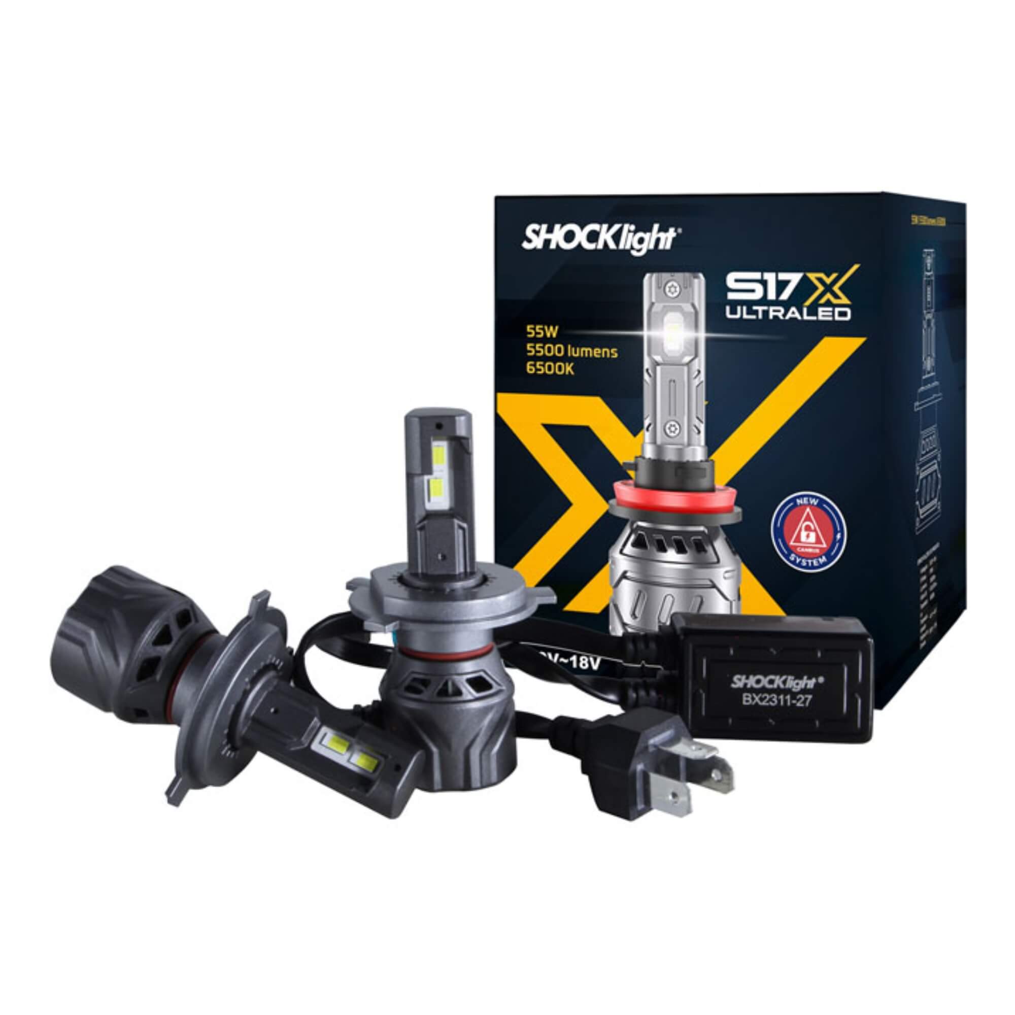 Par de Lâmpadas Ultraled S17X H4 6500K 5500 Lumens 9~18V Shocklight - SLL-170004X
