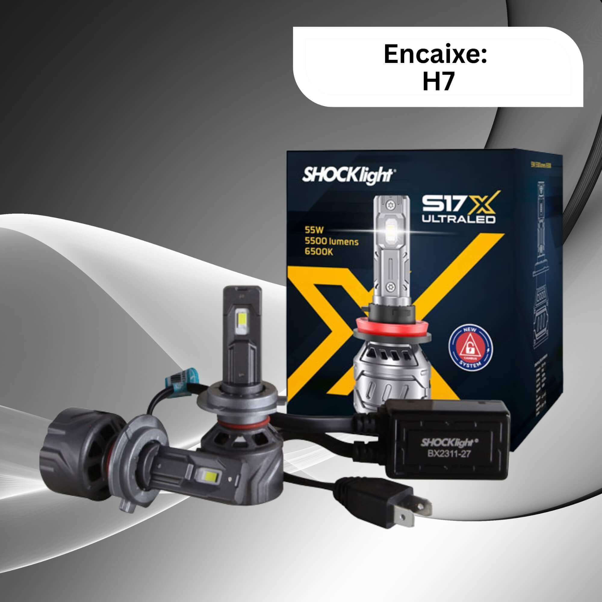 Par de Lâmpadas Ultraled S17X H7 6500K 5500 Lumens 9~18V Shocklight - SLL-170007X