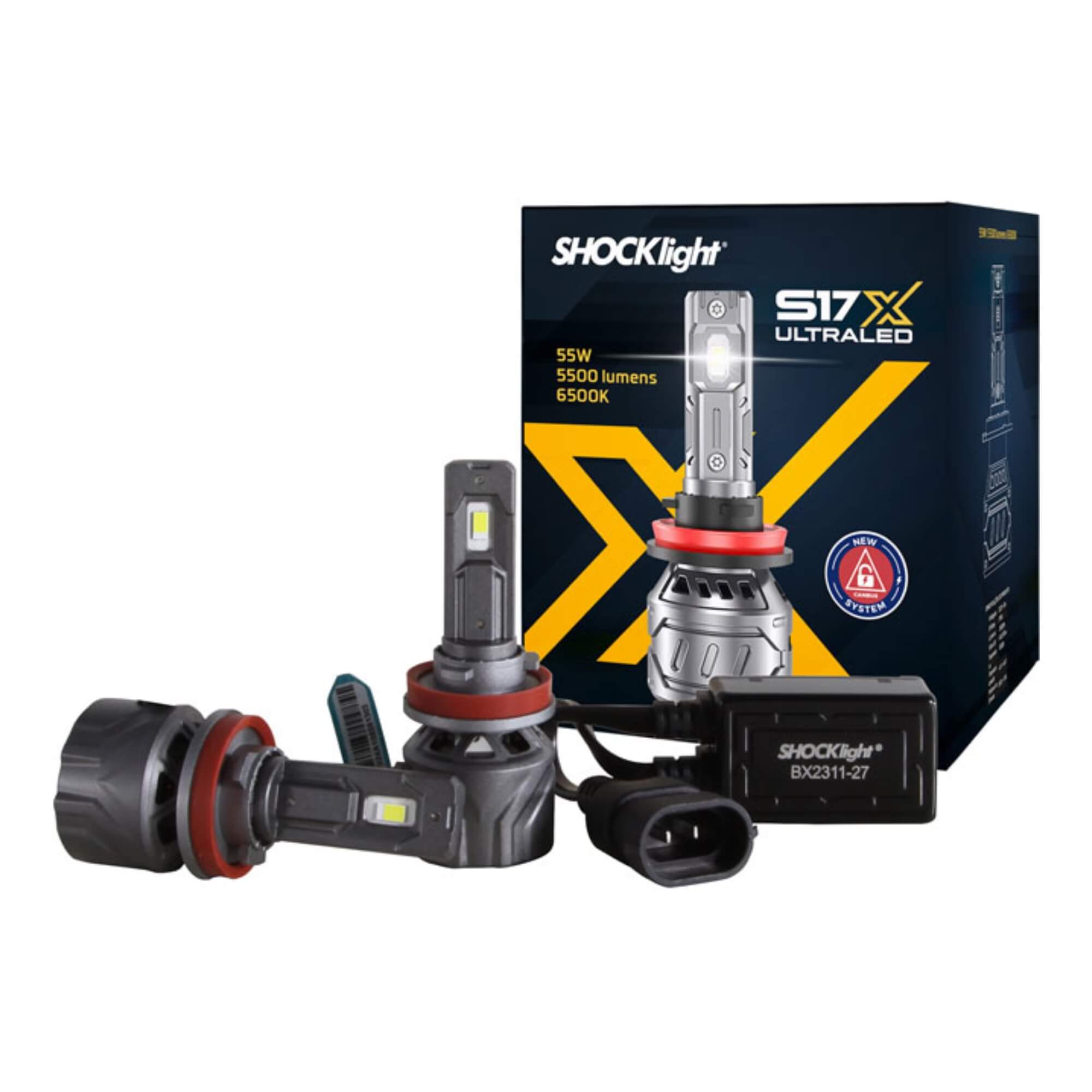 Par de Lâmpadas Ultraled S17X H11/H8/H9/H16 ( Rosca ) 6500K 5500 Lumens 9~18V Shocklight - SLL-170011X