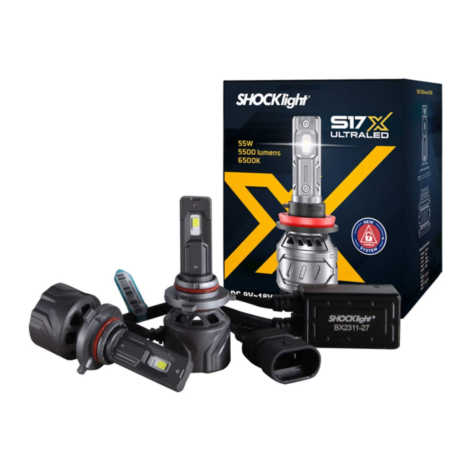 Par de Lâmpadas Ultraled S17X HB3/9005 6500K 5500 Lumens 9~18V Shocklight - SLL-179005X