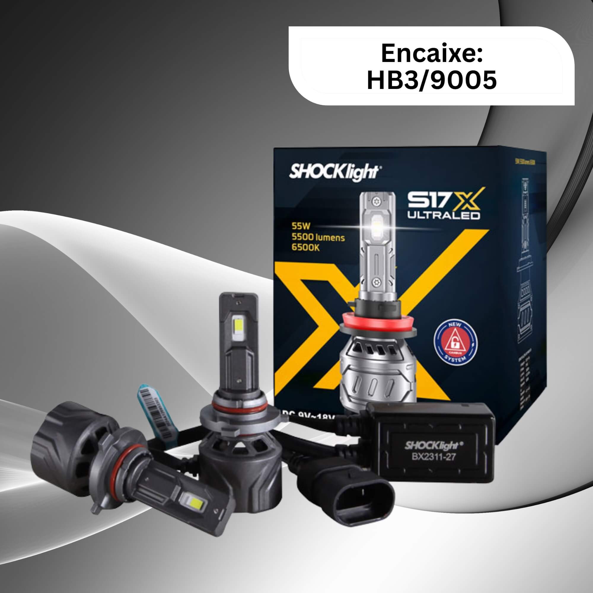 Par de Lâmpadas Ultraled S17X HB3/9005 6500K 5500 Lumens 9~18V Shocklight - SLL-179005X