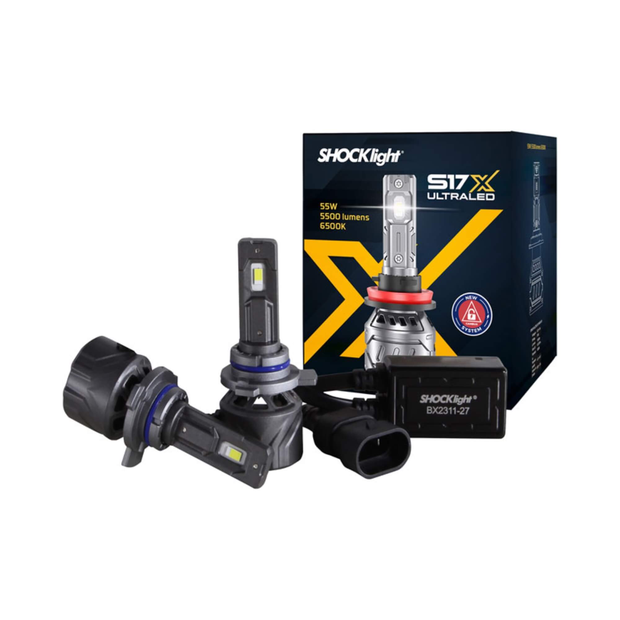 Par de Lâmpadas LED Ultraled S17X HIR2/9012 6500K 5500 Lumens 9~18V Shocklight - SLL-179012X