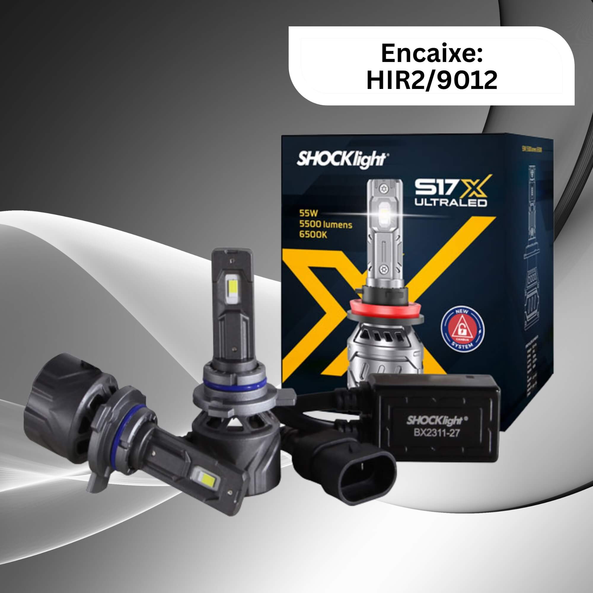 Par de Lâmpadas LED Ultraled S17X HIR2/9012 6500K 5500 Lumens 9~18V Shocklight - SLL-179012X