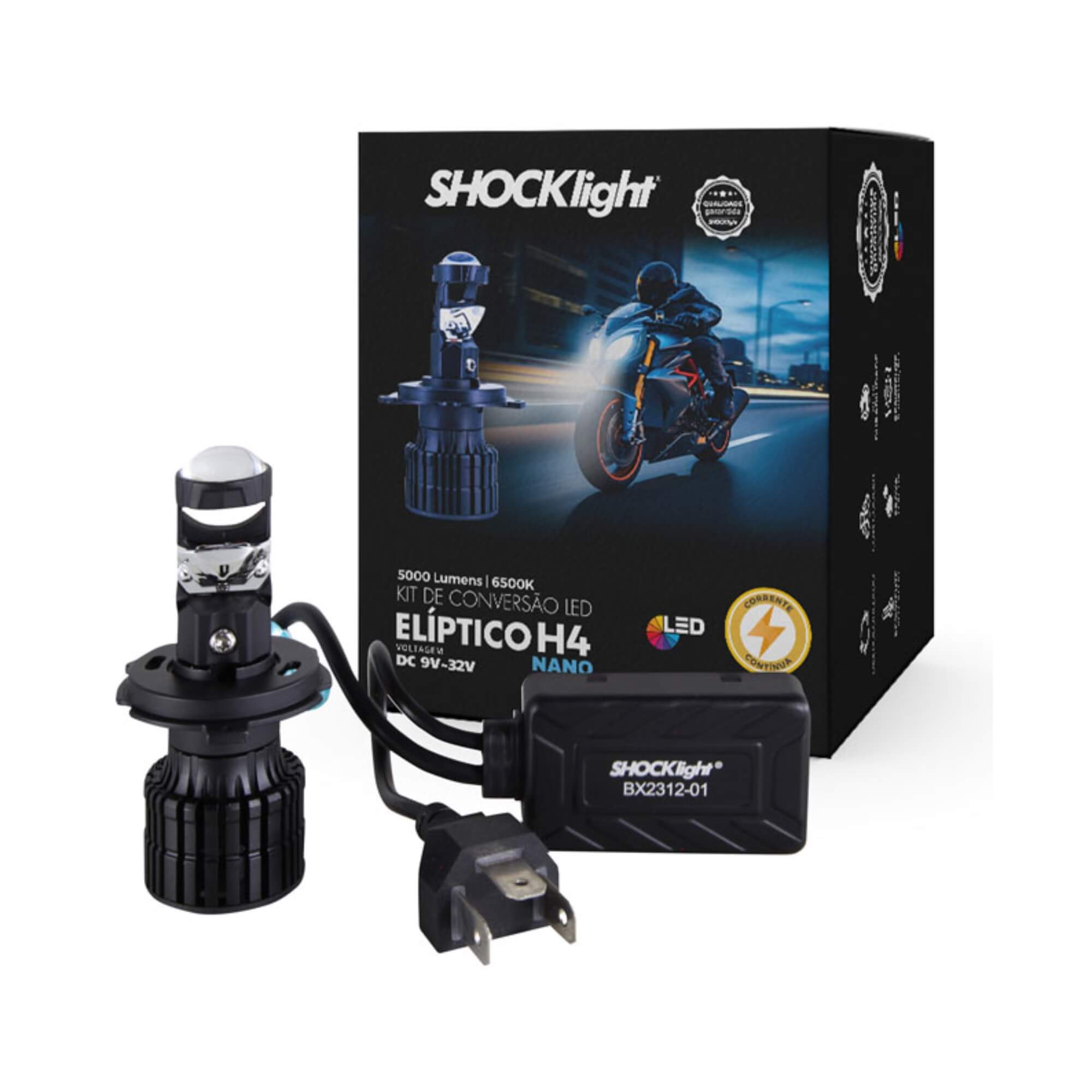Lâmpada Ultraled Eliptico Nano Moto H4 5000 Lumens 12V 6500K Shocklight - SLL-30004 EP
