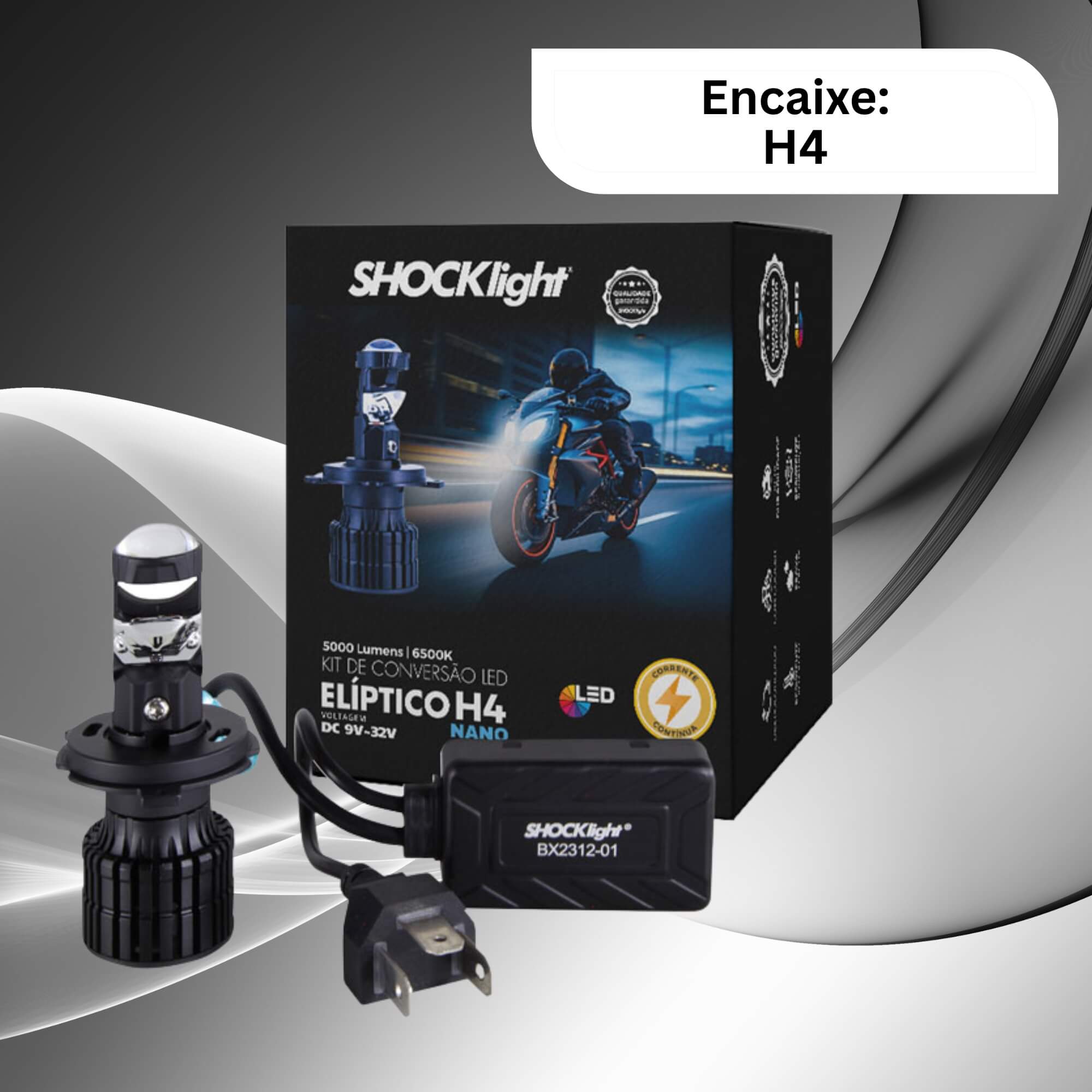 Lâmpada Ultraled Eliptico Nano Moto H4 5000 Lumens 12V 6500K Shocklight - SLL-30004 EP