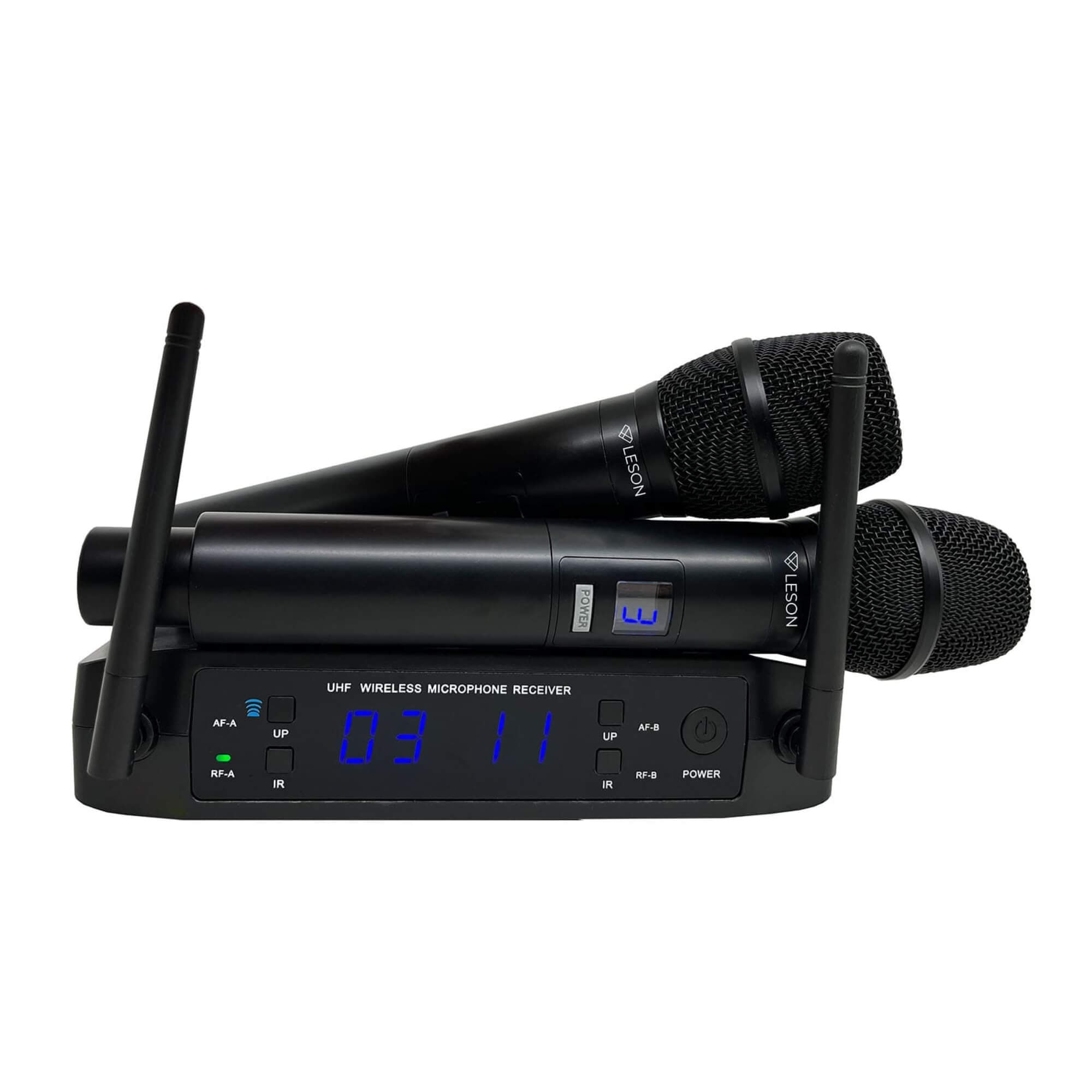 Microfone LS916 Base Preto Receptor com Display LCD Leson - 2AMLS916P