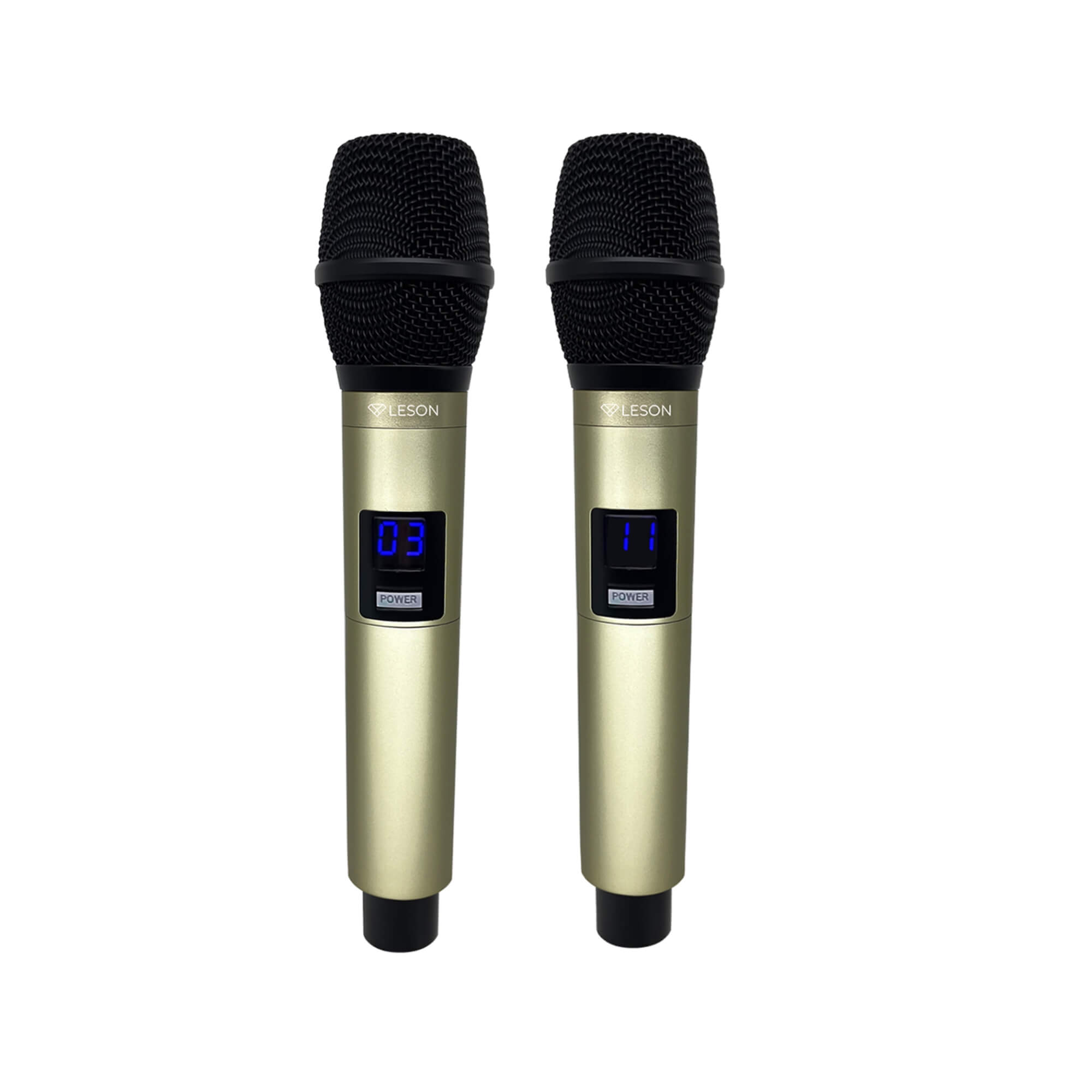 Microfone sem Fio LS916 Base Champanhe Receptor com Display LCD Leson - 2AMLS916C