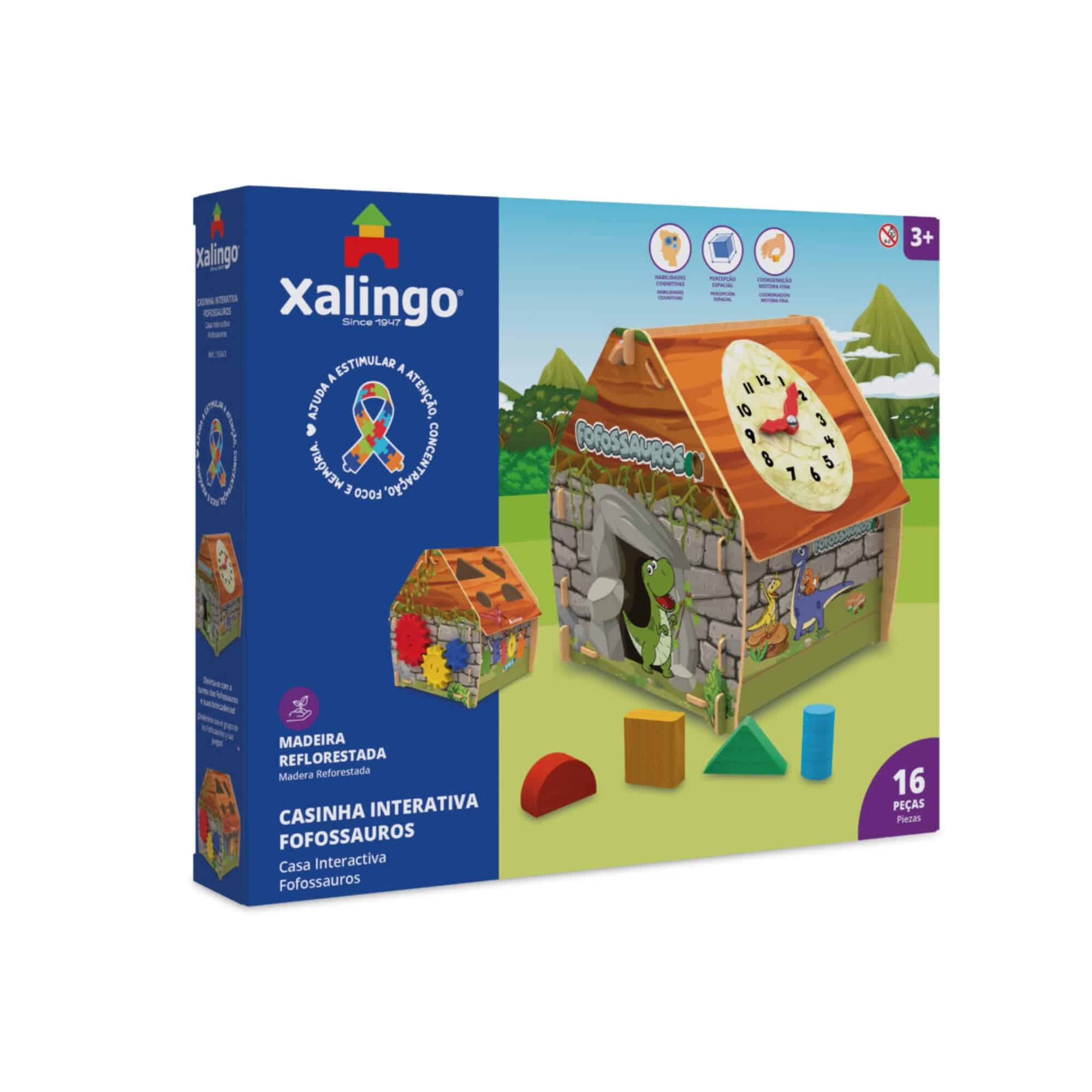 Brinquedo Infantil Educativo Casinha Interativa Fofossauros c/ 16 Peças Xalingo - 15343