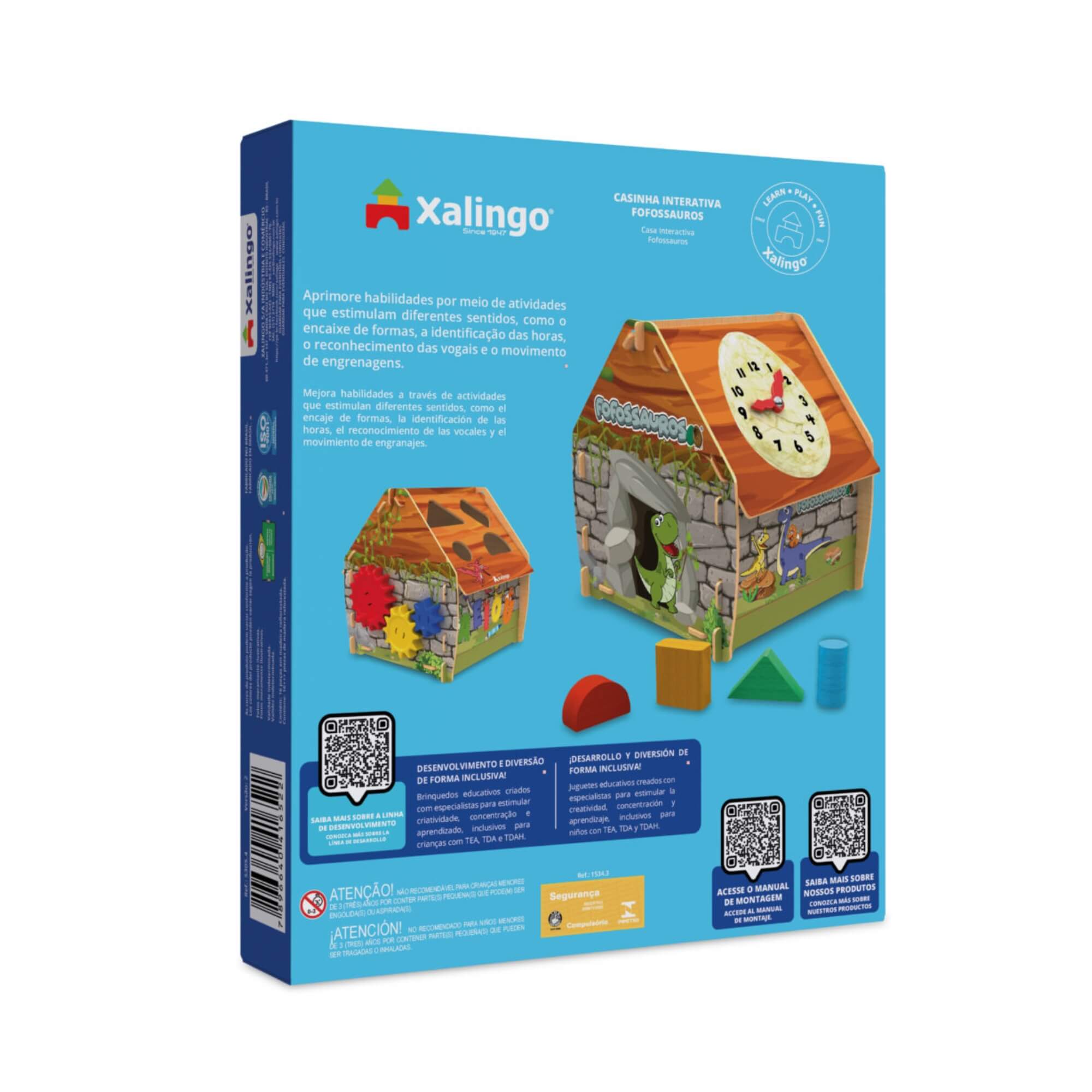 Brinquedo Infantil Educativo Casinha Interativa Fofossauros c/ 16 Peças Xalingo - 15343
