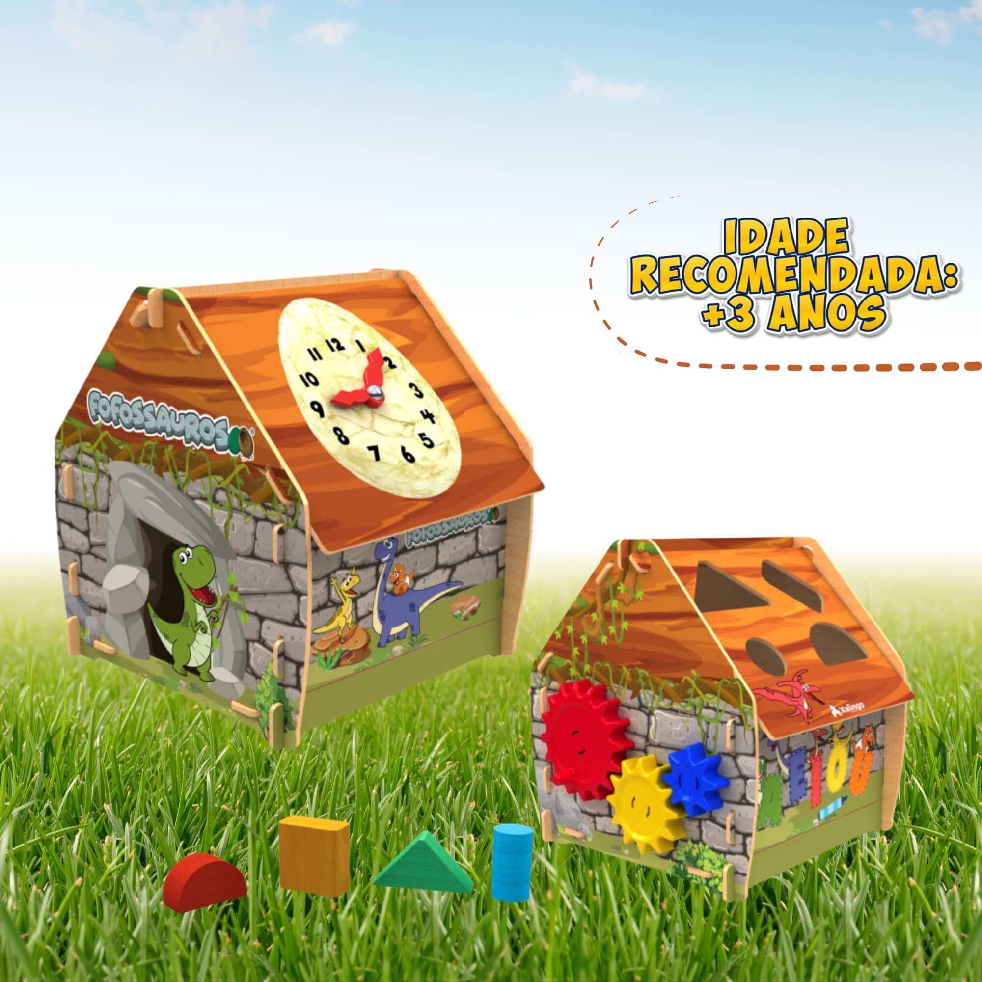 Brinquedo Infantil Educativo Casinha Interativa Fofossauros c/ 16 Peças Xalingo - 15343