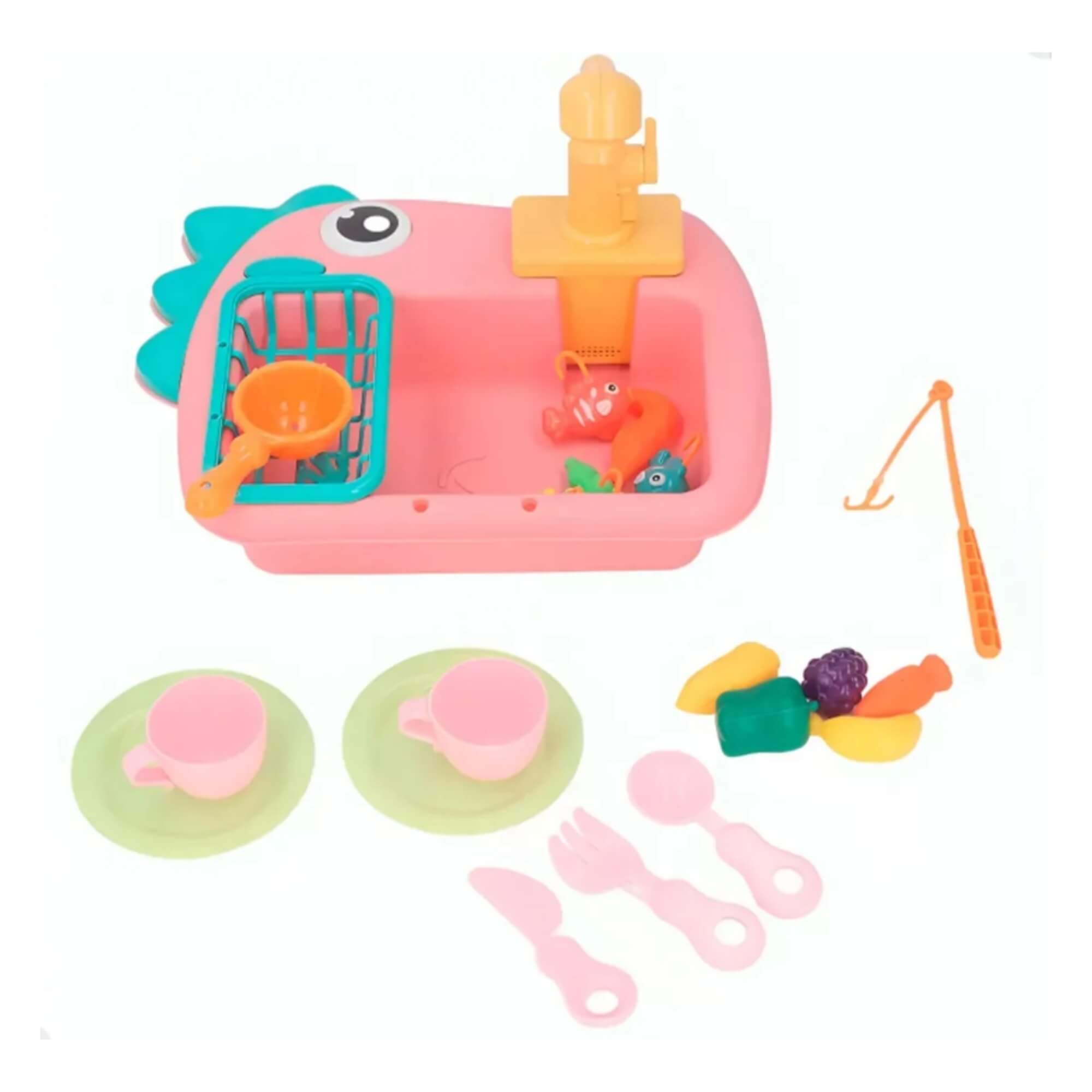 Brinquedo Infantil Dino Pia e Pesca Rosa com Acessórios Fenix - PLL-943R