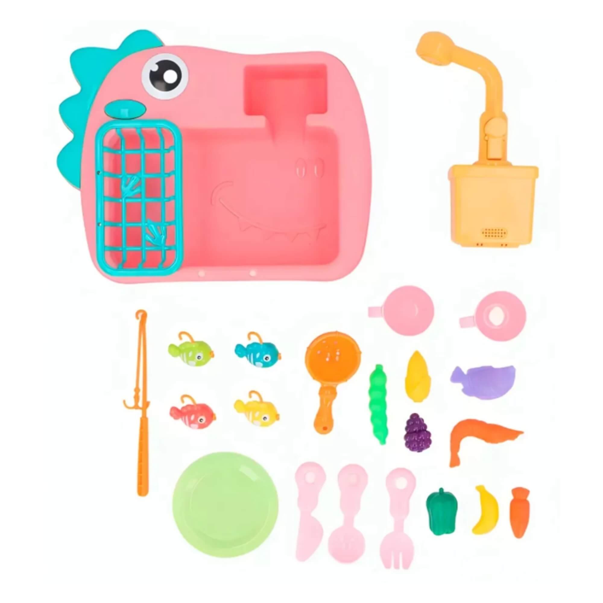 Brinquedo Infantil Dino Pia e Pesca Rosa com Acessórios Fenix - PLL-943R
