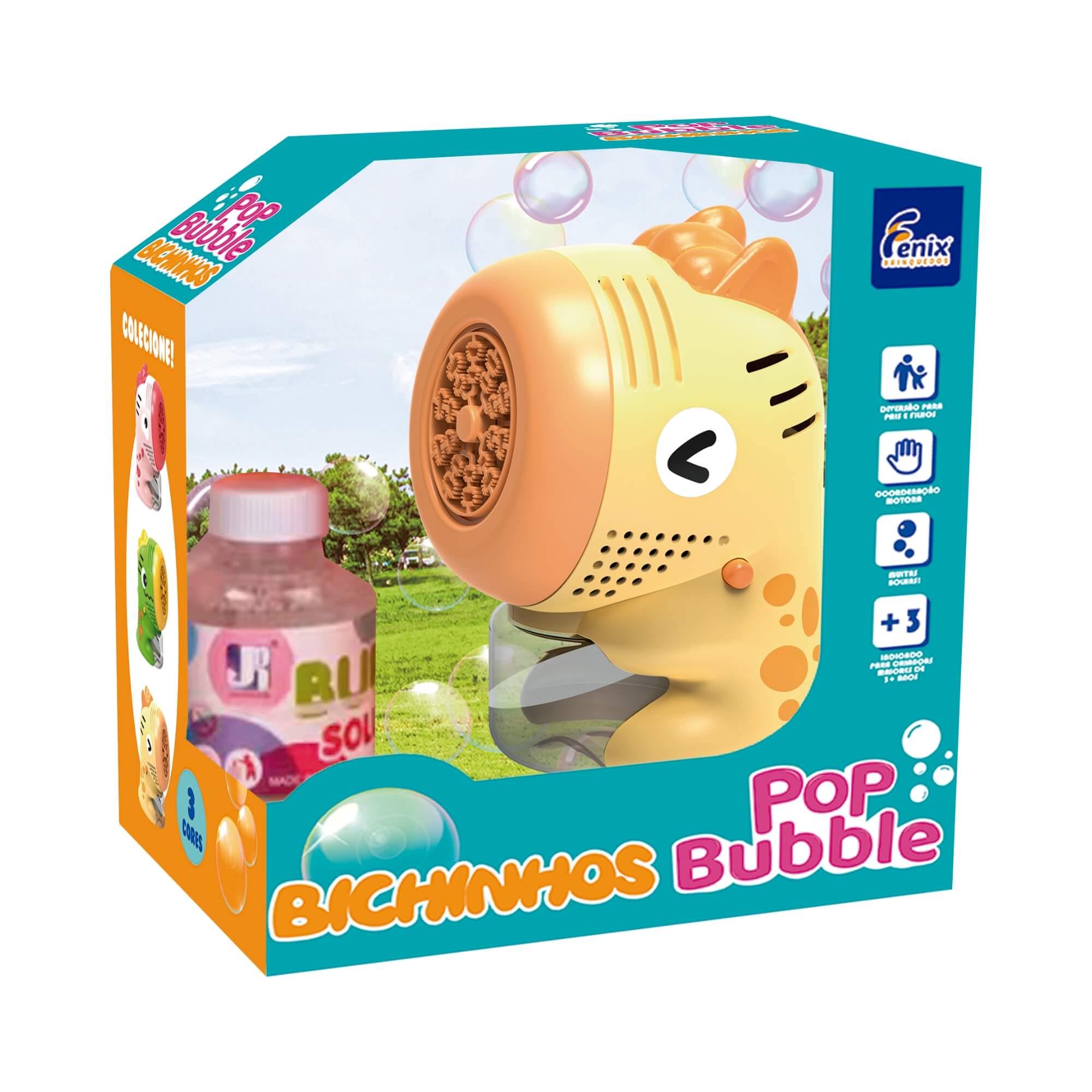 Brinquedo Infantil Máquina Pop Bubble Animal Girafinha Amarela Fenix - POP-303A