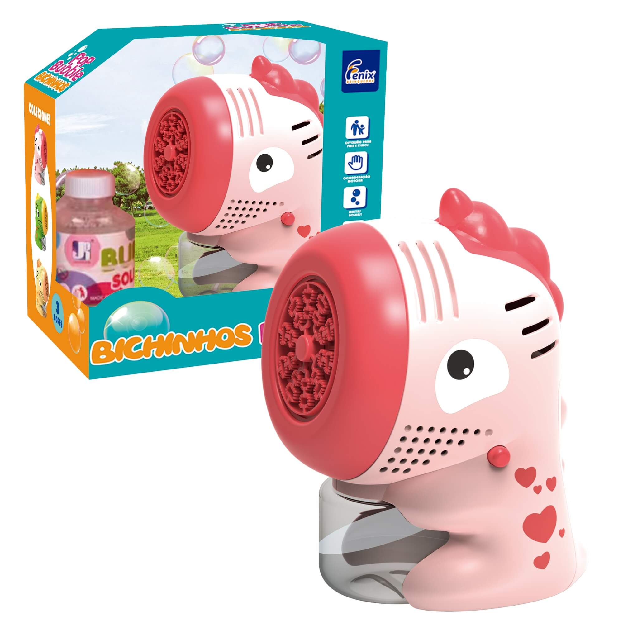 Brinquedo Infantil Máquina Pop Bubble Animal Unicórnio Rosa Fenix - POP-303R