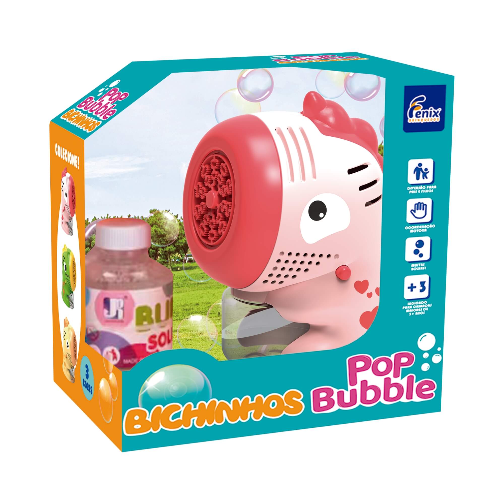Brinquedo Infantil Máquina Pop Bubble Animal Unicórnio Rosa Fenix - POP-303R