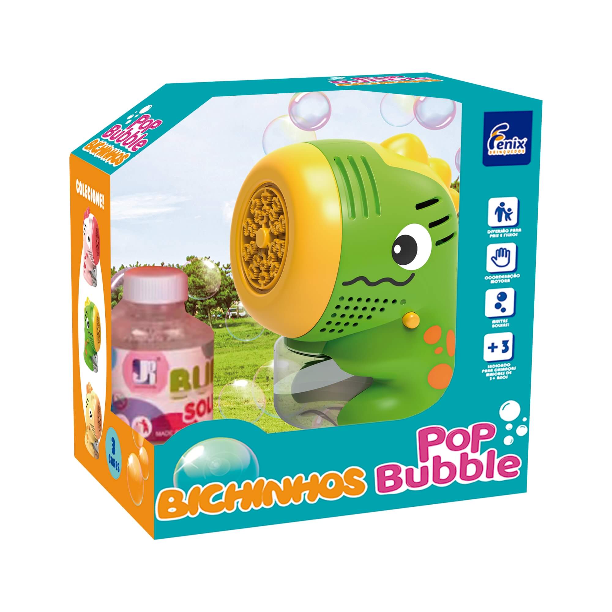 Brinquedo Infantil Máquina Pop Bubble Animal Dinossauro Verde Fenix - POP-303V