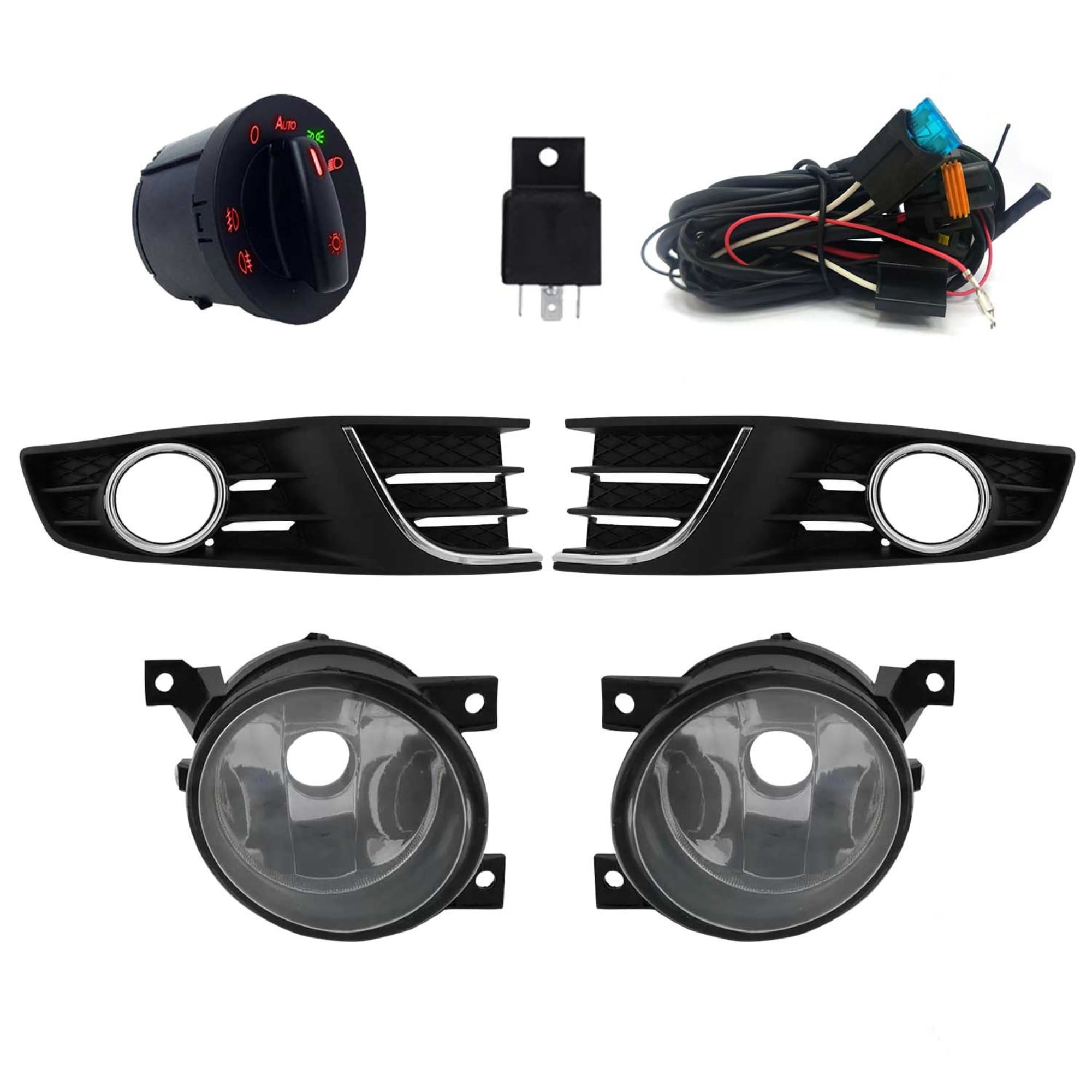 COMP Kit Farol de Milha para Polo 2012-2016 c/ Moldura Cromo Botão Modelo Original Suits + Kit LED HB4