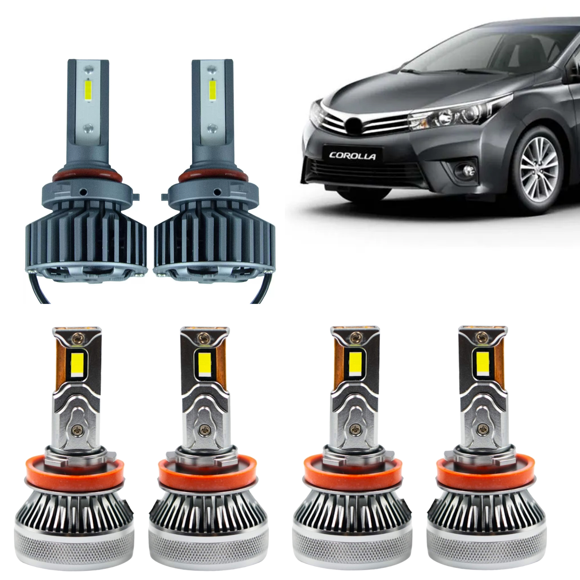 COMP Kit 2 Pares de LED Automotiva H11 Uppertech + Kit LED HB3 JR8 Corolla 2015 a 2019