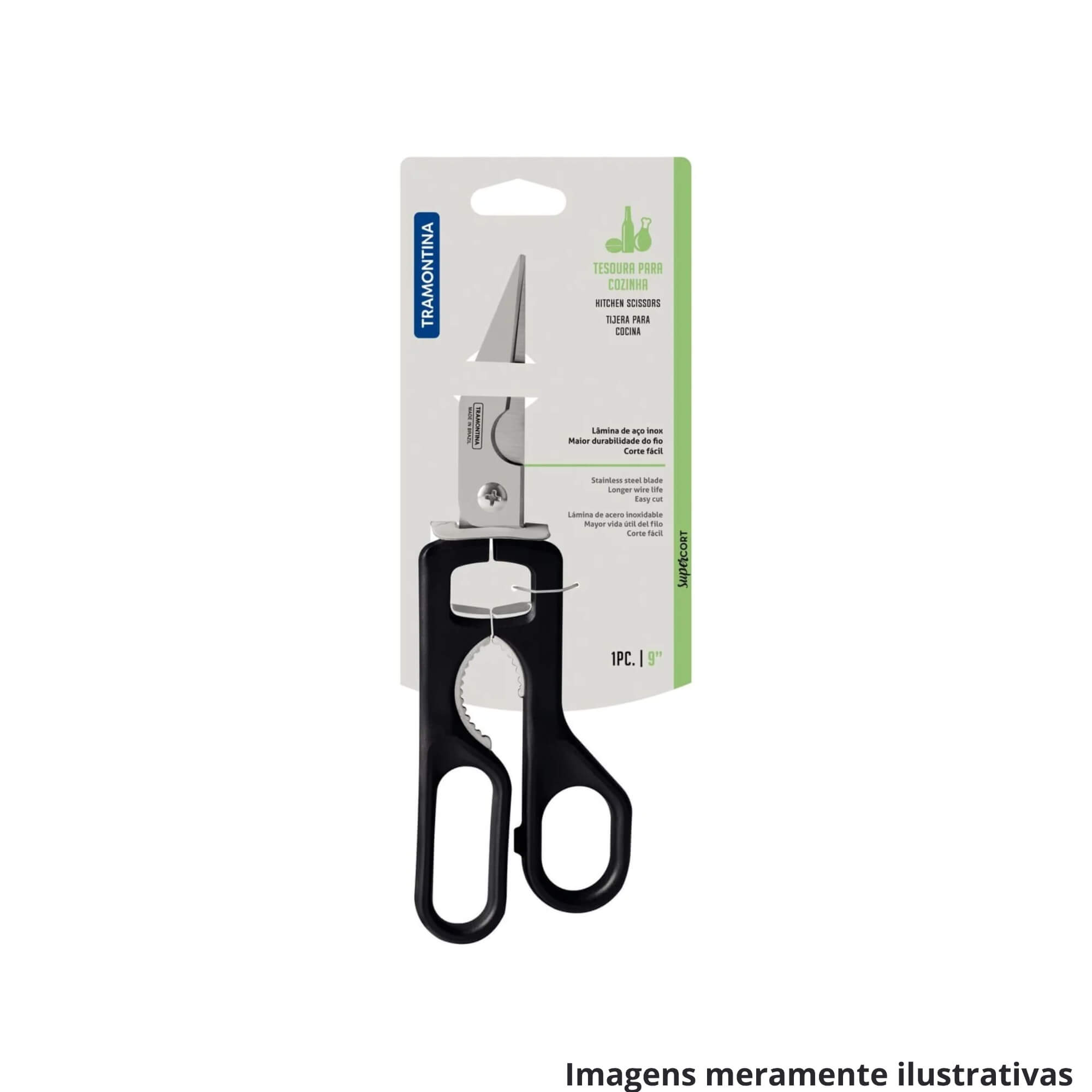 COMP Kit c/ 2 Tesouras Trinchantes Supercort Aço Inox Cor Preto 9" Tramontina - 25920169