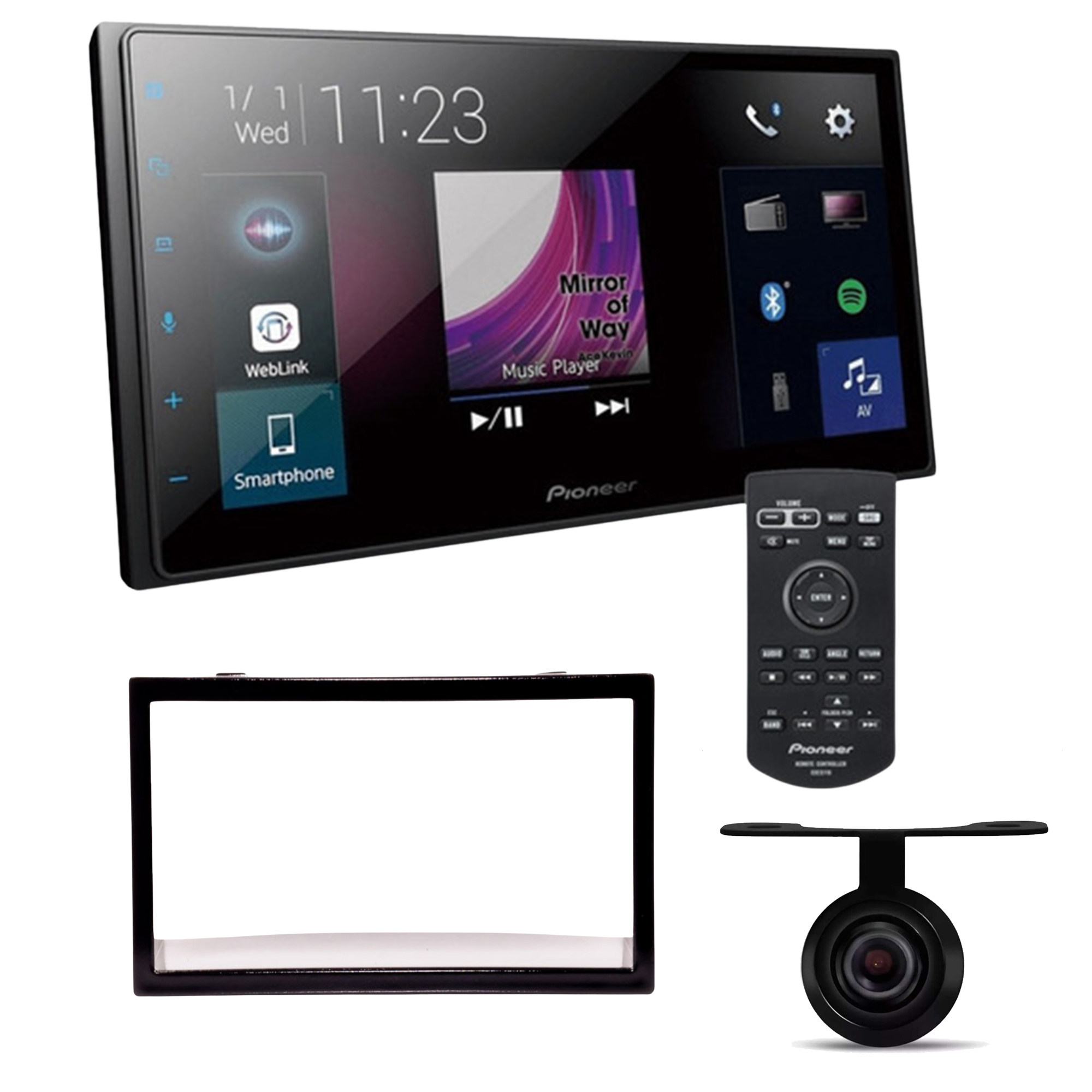 COMP Kit Central Multimídia 2 Din Pioneer DMH-Z5380TV Tela 6.8 pol + Moldura Golf + CÂmera de ré