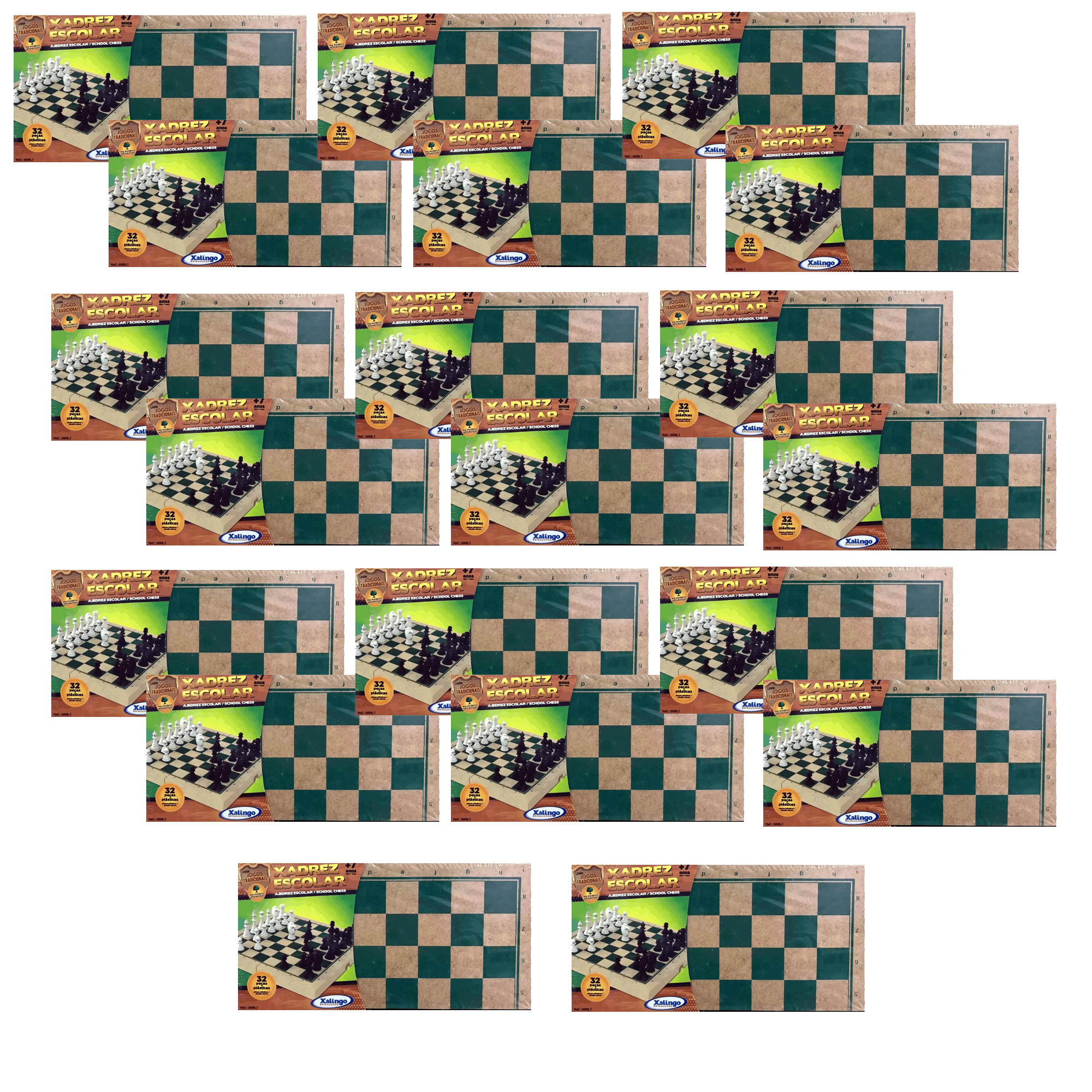 COMP Kit 20x Jogos Tradicionais em Madeira Xadrez Escolar Xalingo - 6008.7