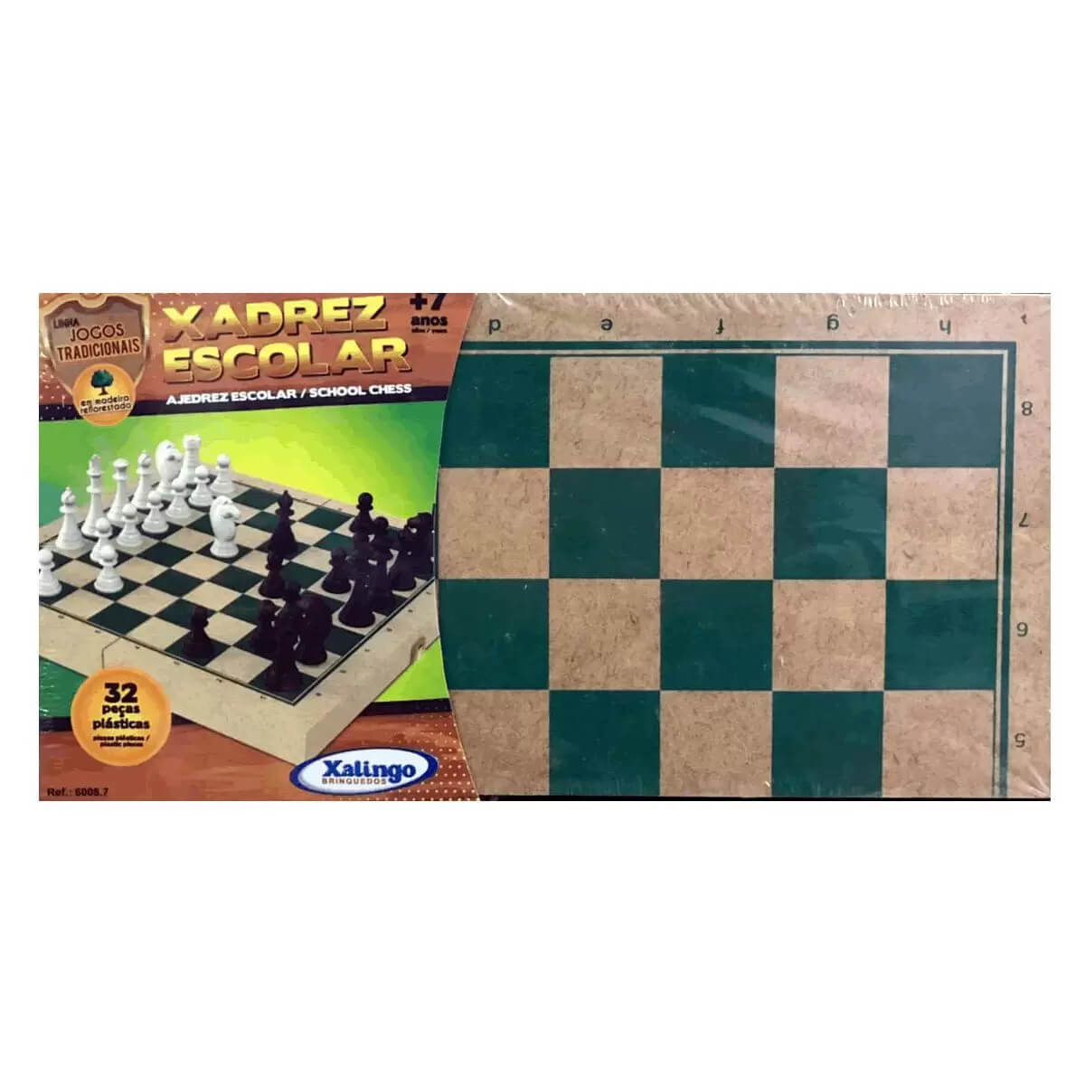 COMP Kit 20x Jogos Tradicionais em Madeira Xadrez Escolar Xalingo - 6008.7