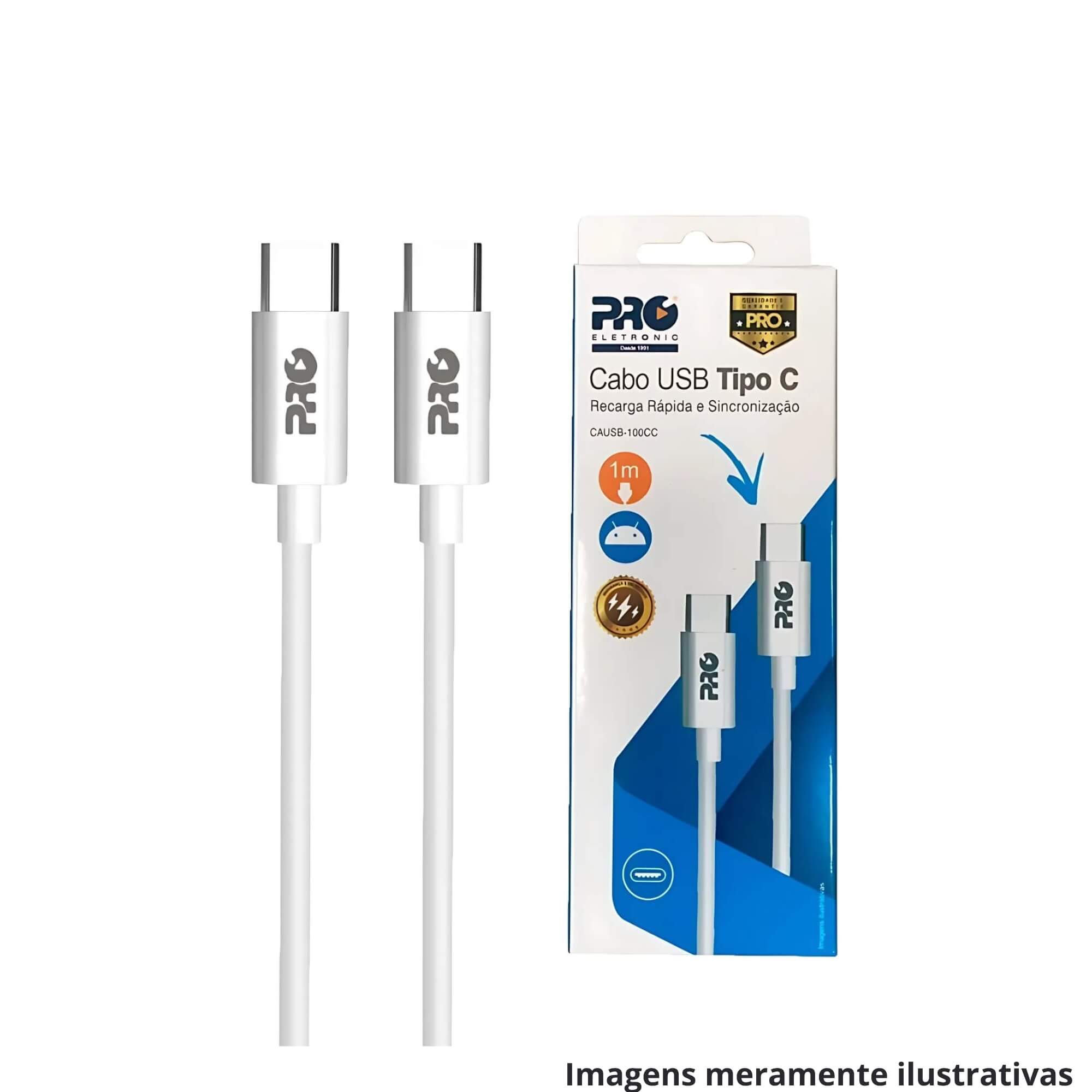 COMP Kit Cabo Carregador Universal Ultrarrápido QC+PD 20W + USB-C p/ USB-C 1 Metro Pro Eletronic