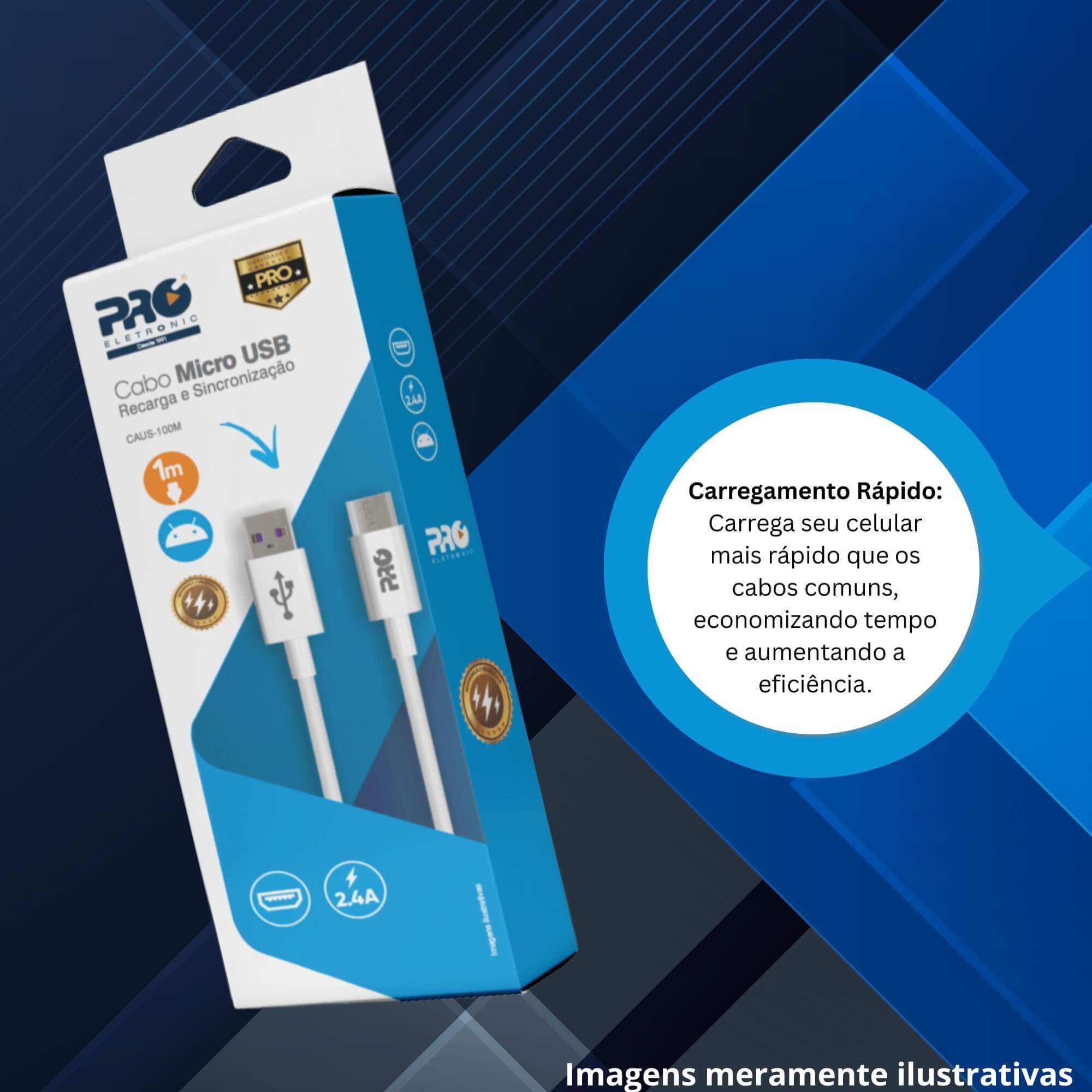 COMP Kit Carregador Universal Ultrarrápido QC+PD 20W + Cabo USB / Micro USB 1 Metro Pro Eletronic