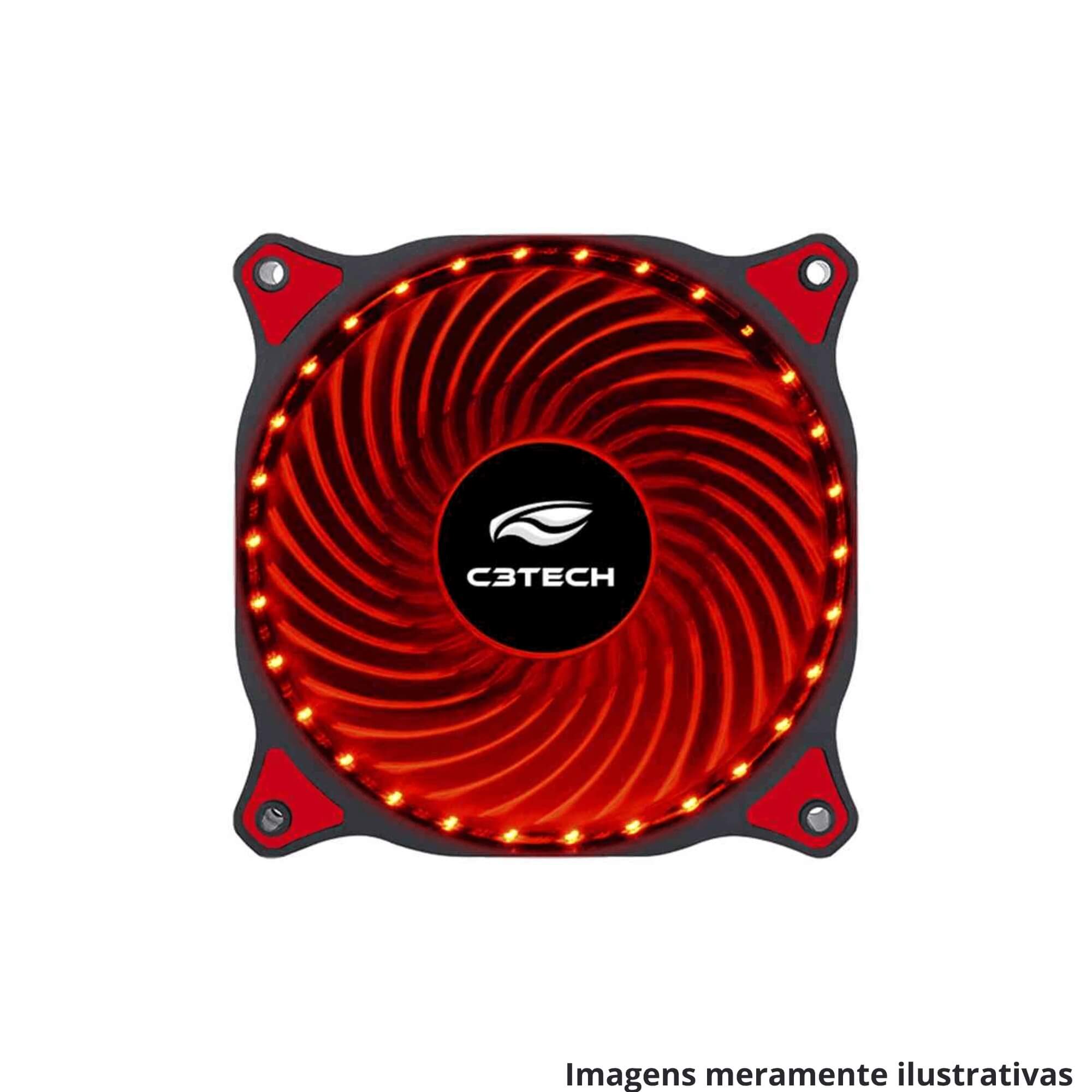 COMP Kit c/ 3 Cooler para Gabinete 120X120 30LED Vermelho STORM C3Tech F7-L130RD