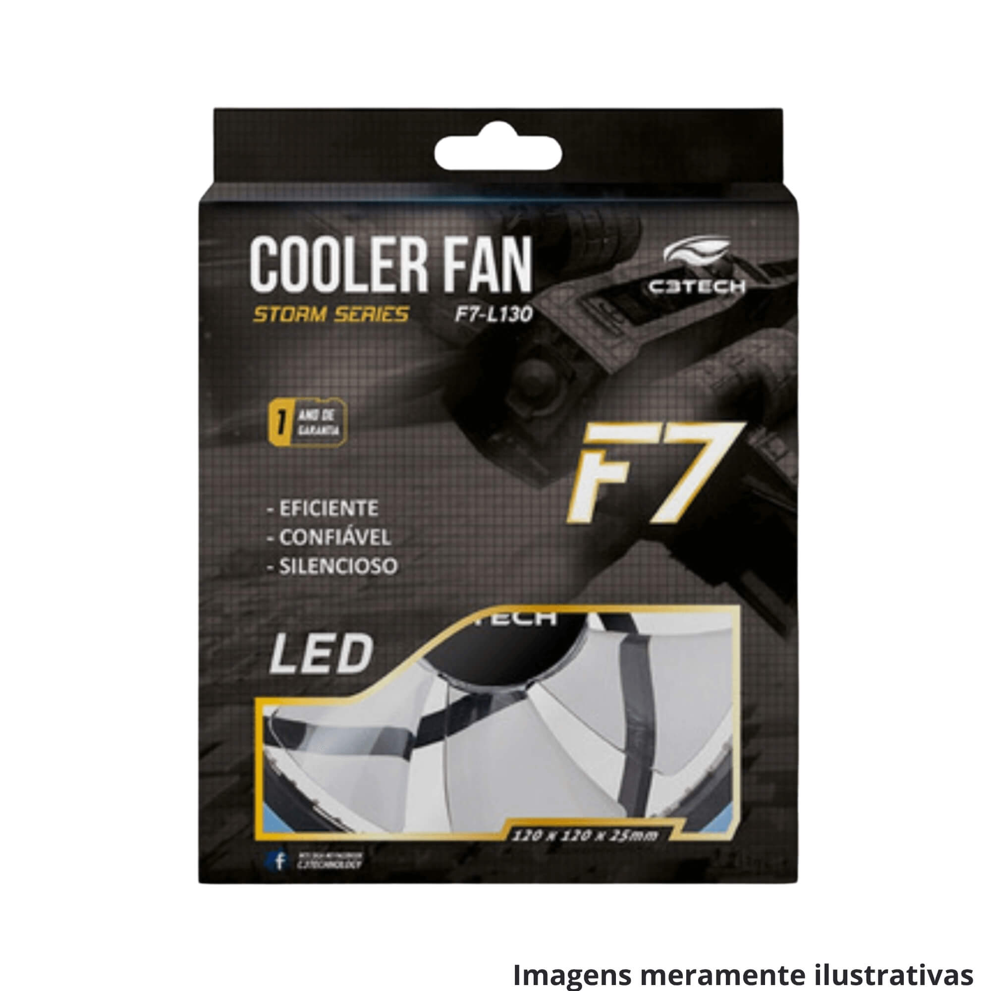 COMP Kit c/ 3 Cooler para Gabinete 120X120 30LED Vermelho STORM C3Tech F7-L130RD