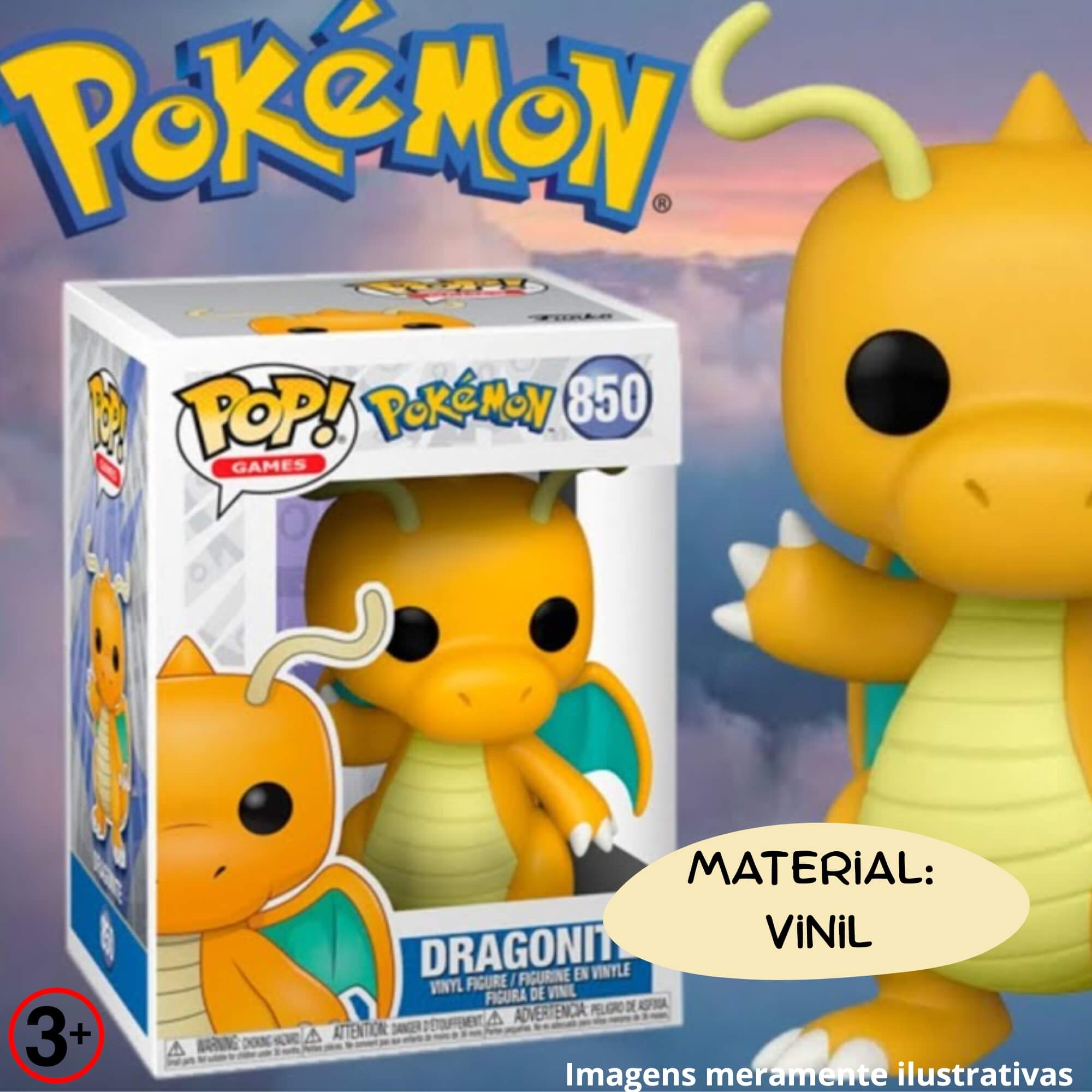 Boneco Colecionável Funko Pop! Pokemon Dragonite 13cm Miniatura Candide - 12031